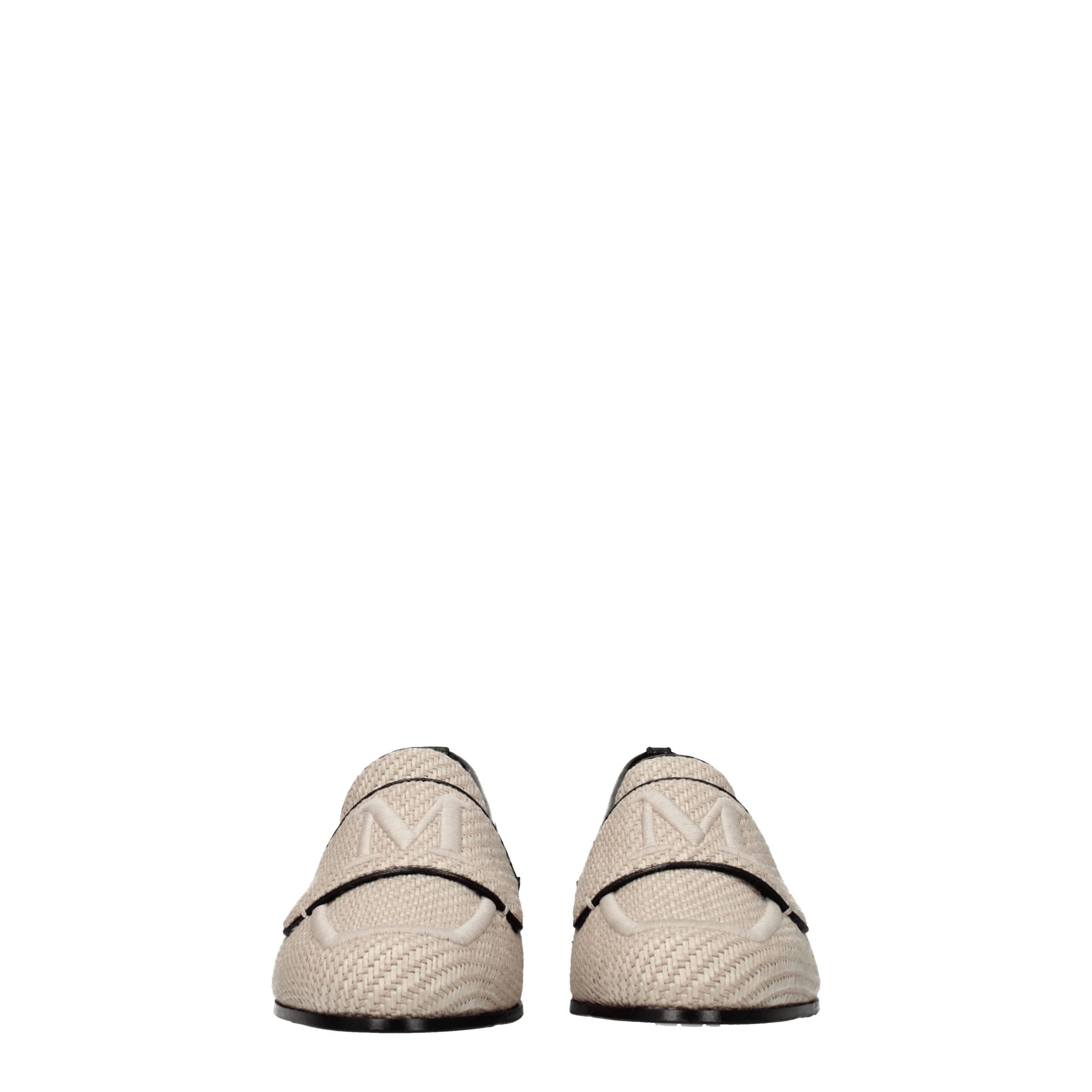 Beige Fabric Slip-On Loafers