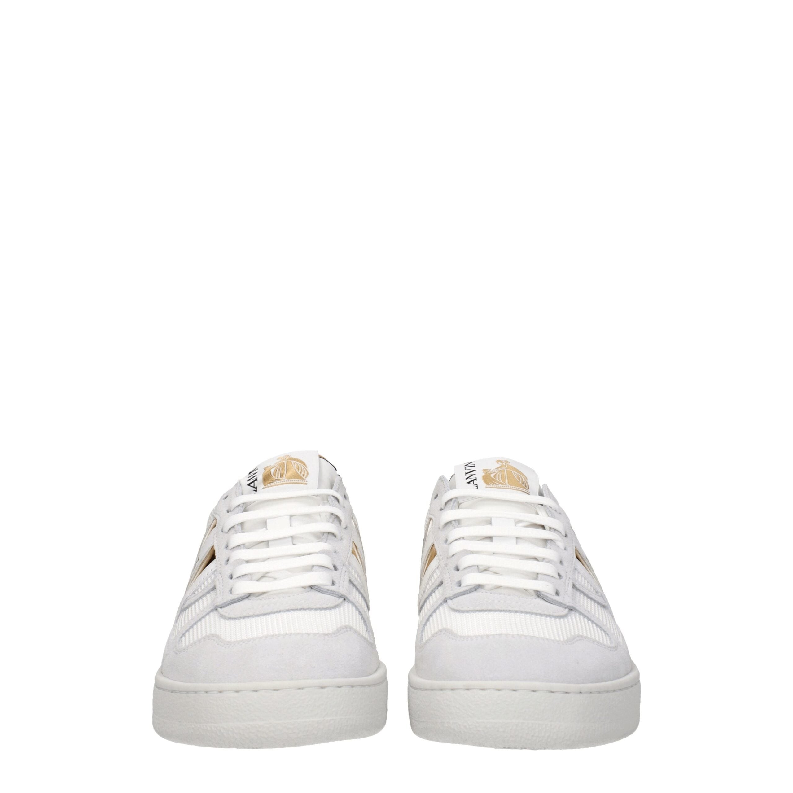 White Fabric Low Top Sneakers