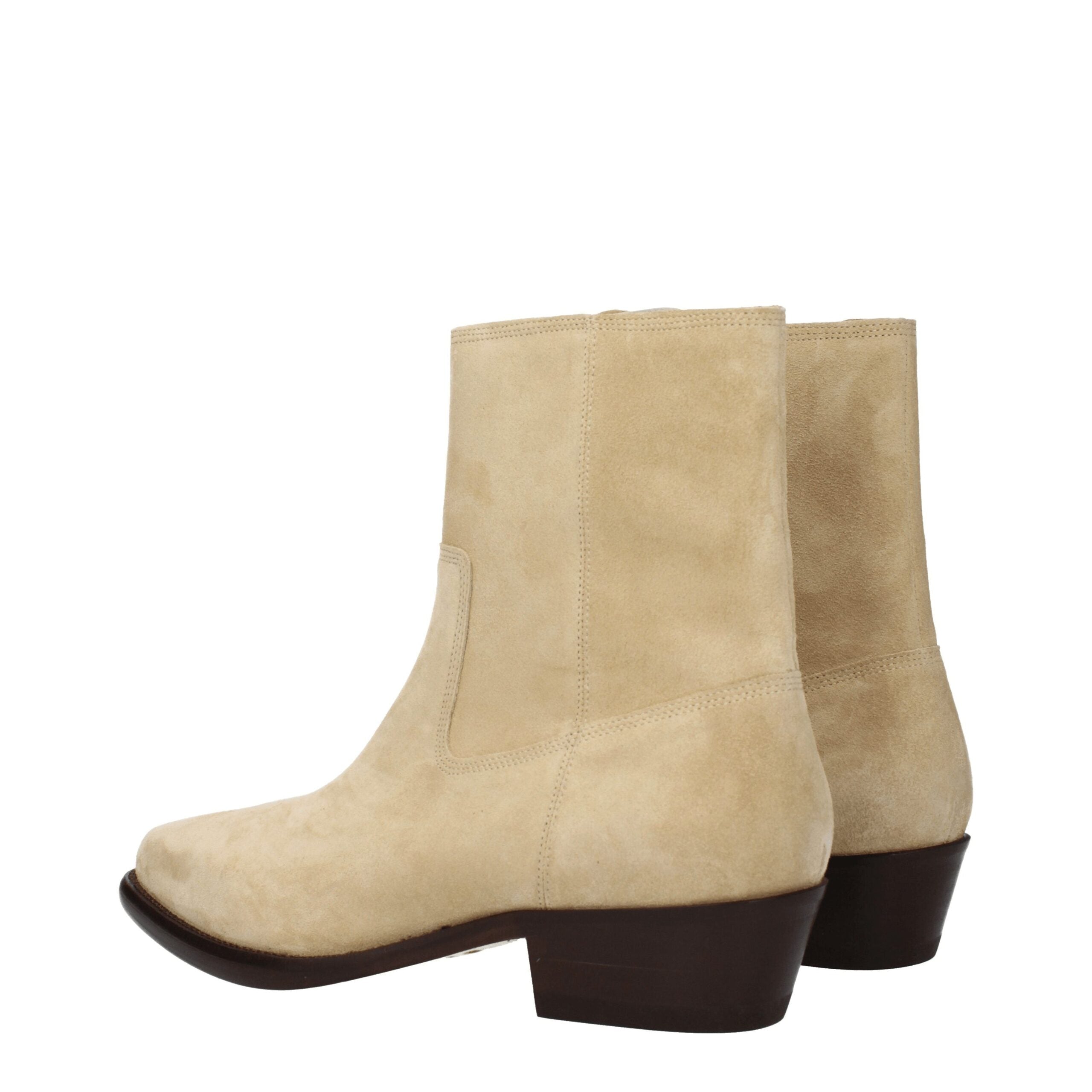 Beige Leather Ankle Boots