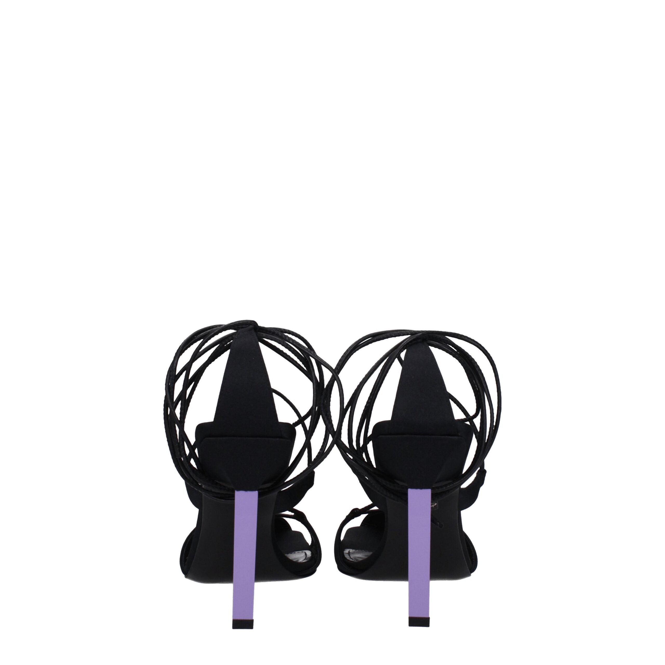 Black Fabric Stiletto Heel Sandals