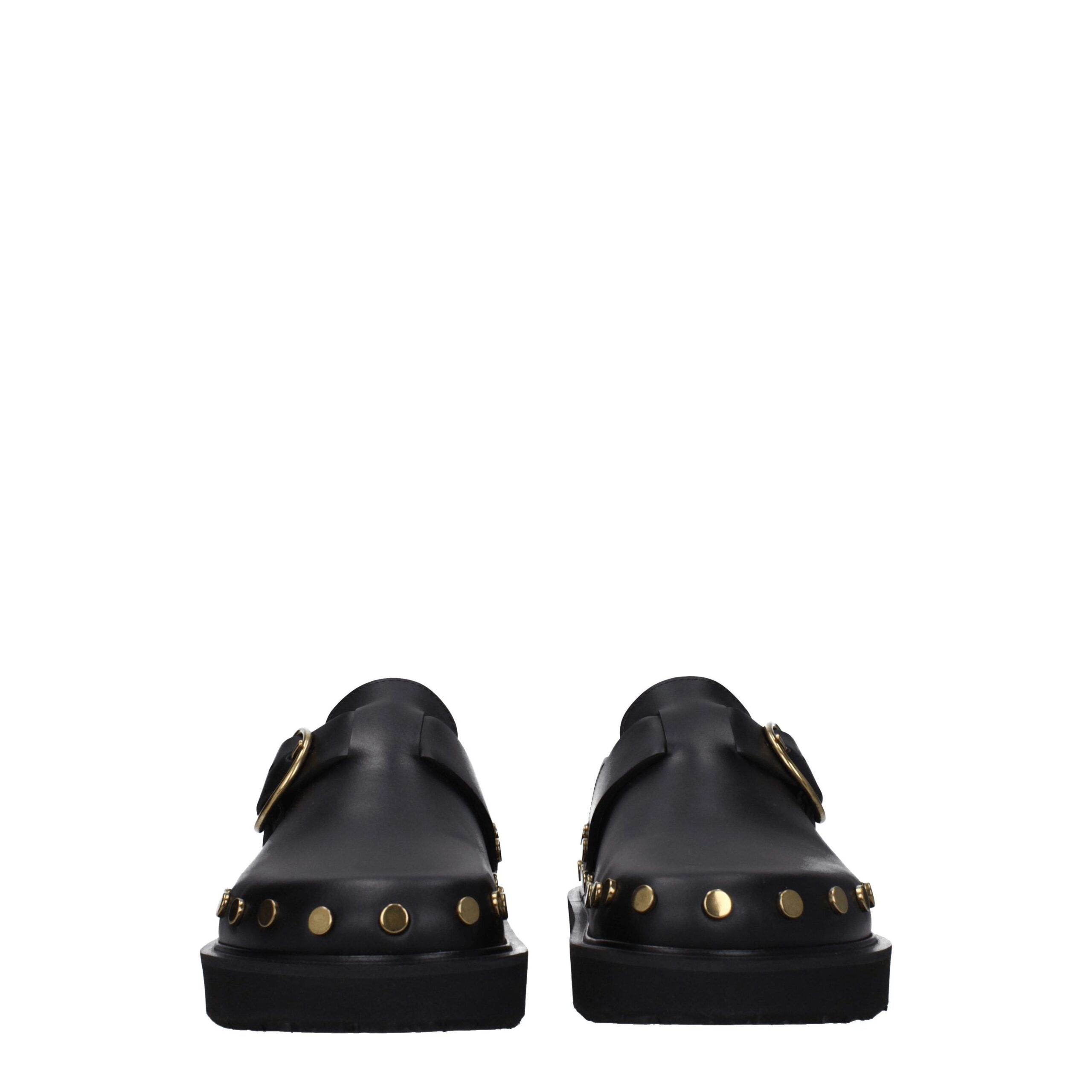 Black Leather Slippers
