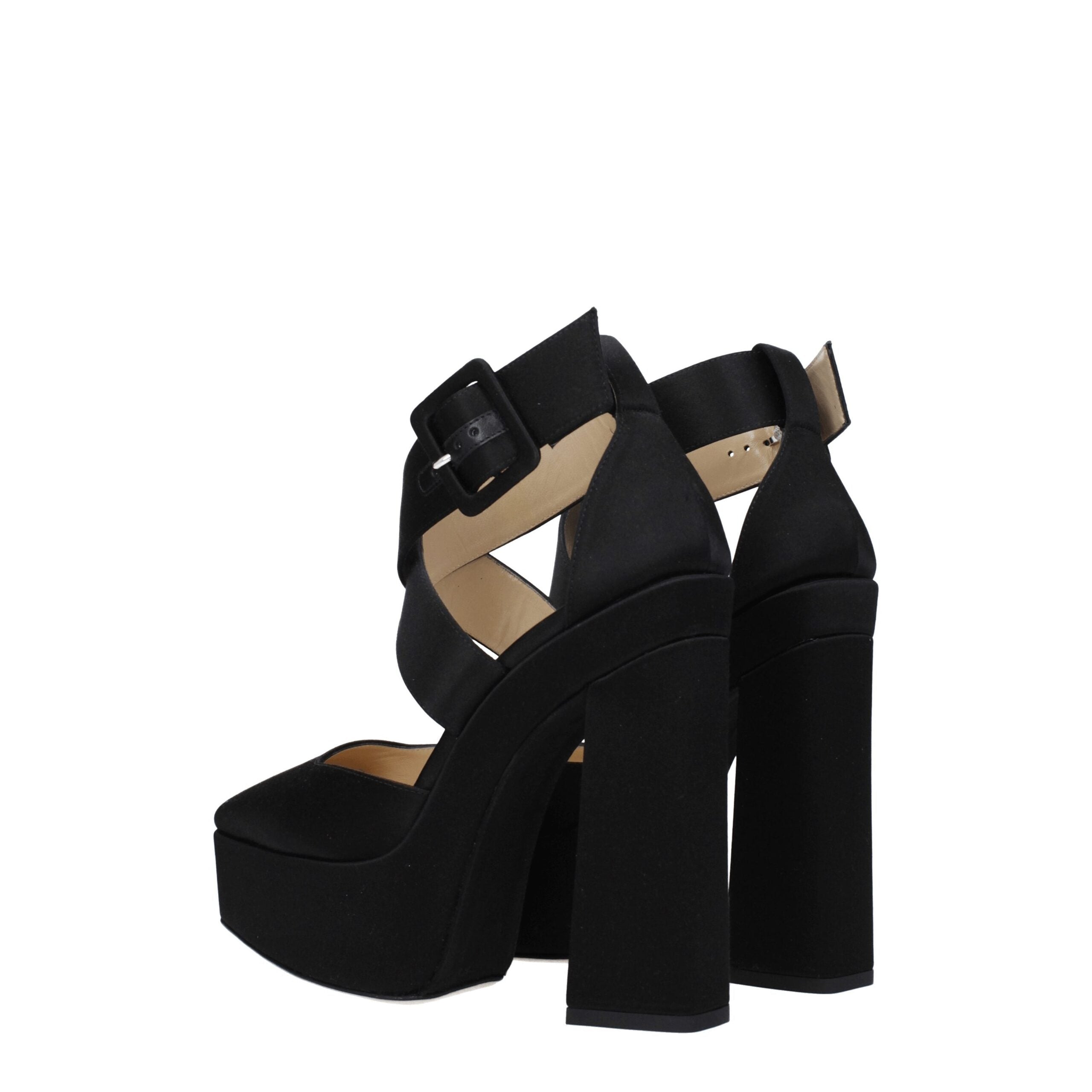 Black Satin Platform Sandals