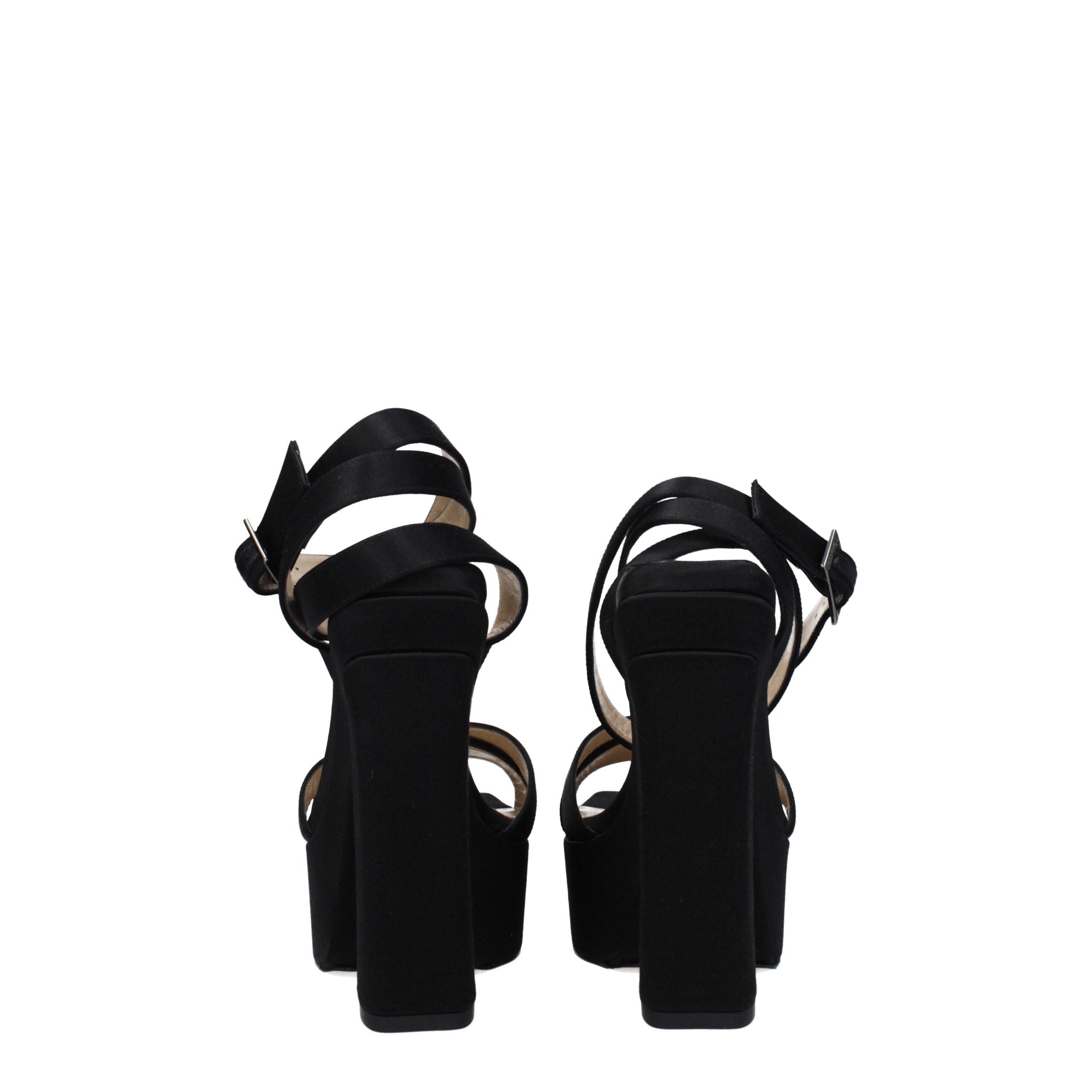 Black Satin Platform Sandals