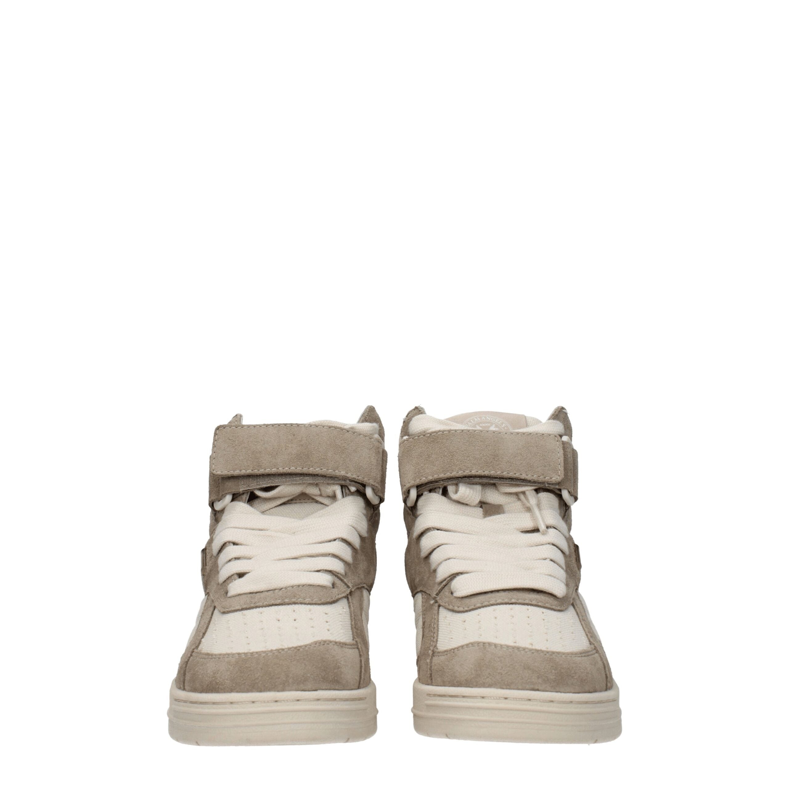 Beige Leather High Top Sneakers