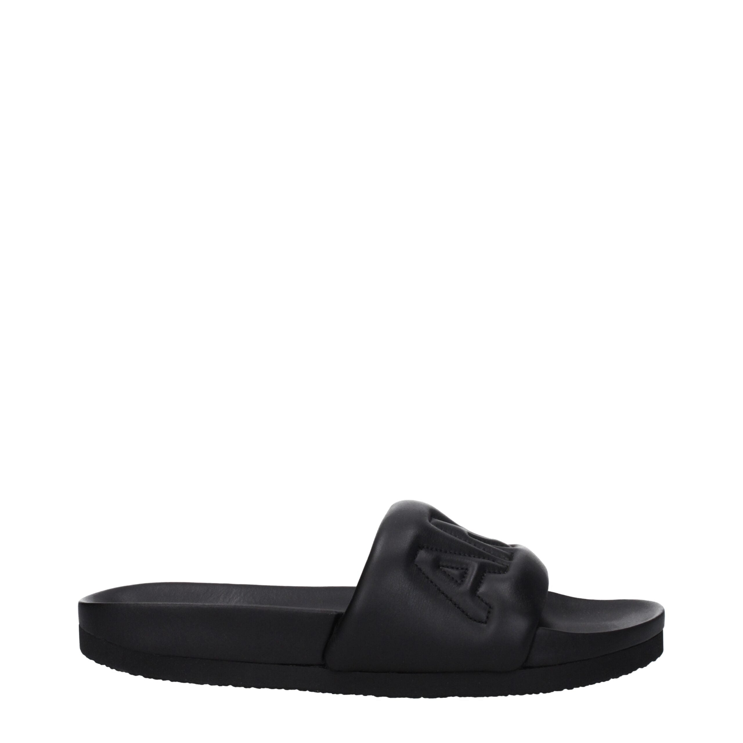 Black Leather Slippers
