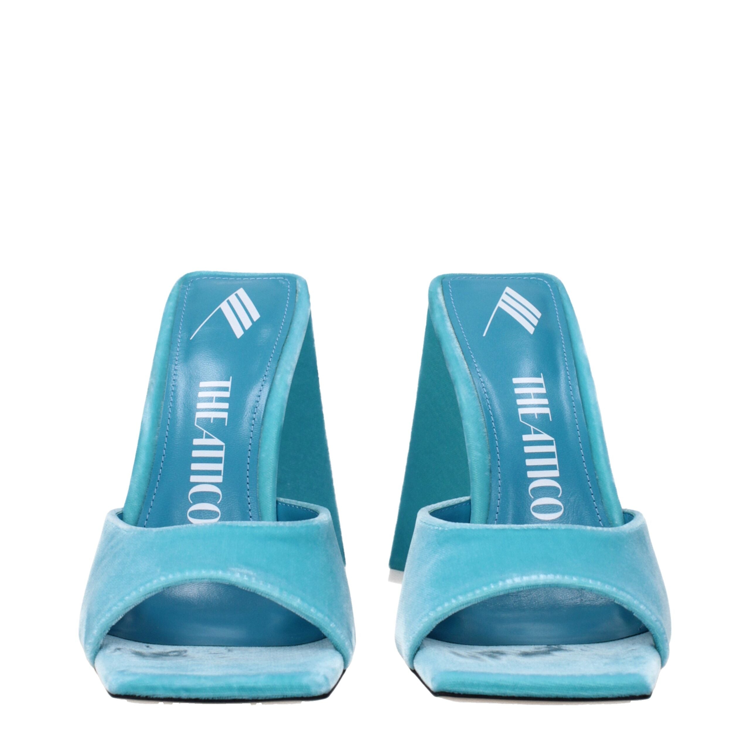 Light Blue Velvet Platform Sandals