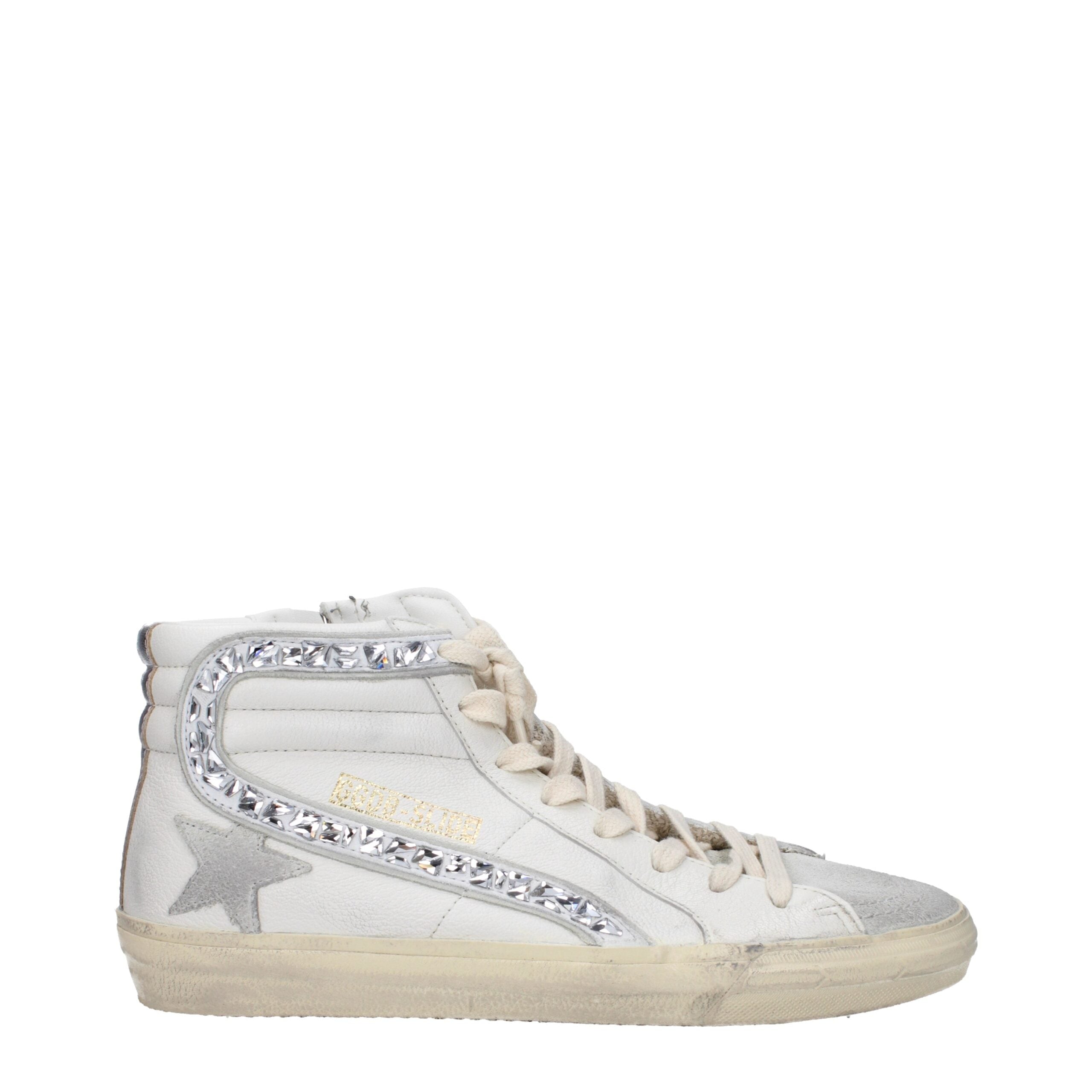 White Leather High Top Sneakers
