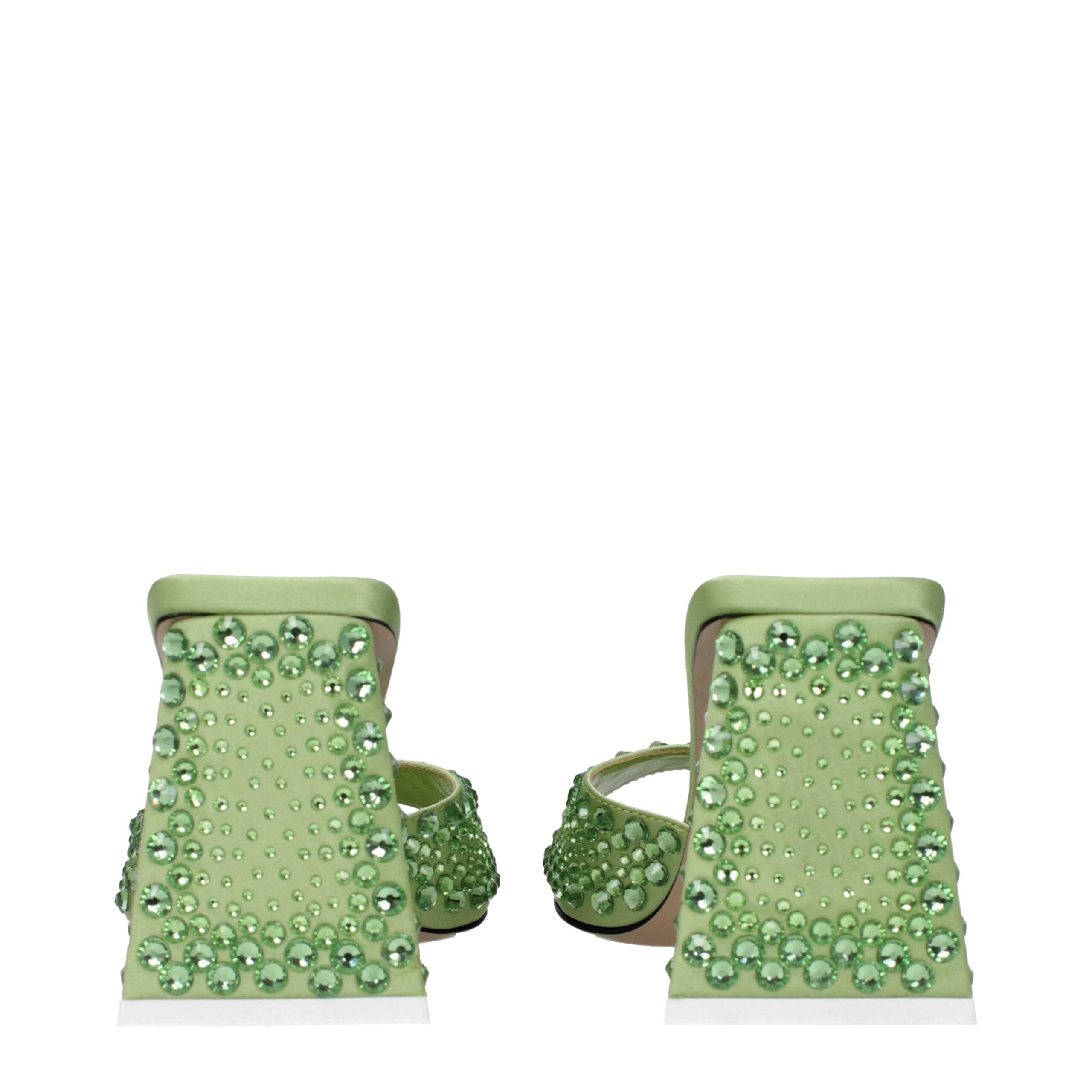 Green Satin Stiletto Heel Sandals