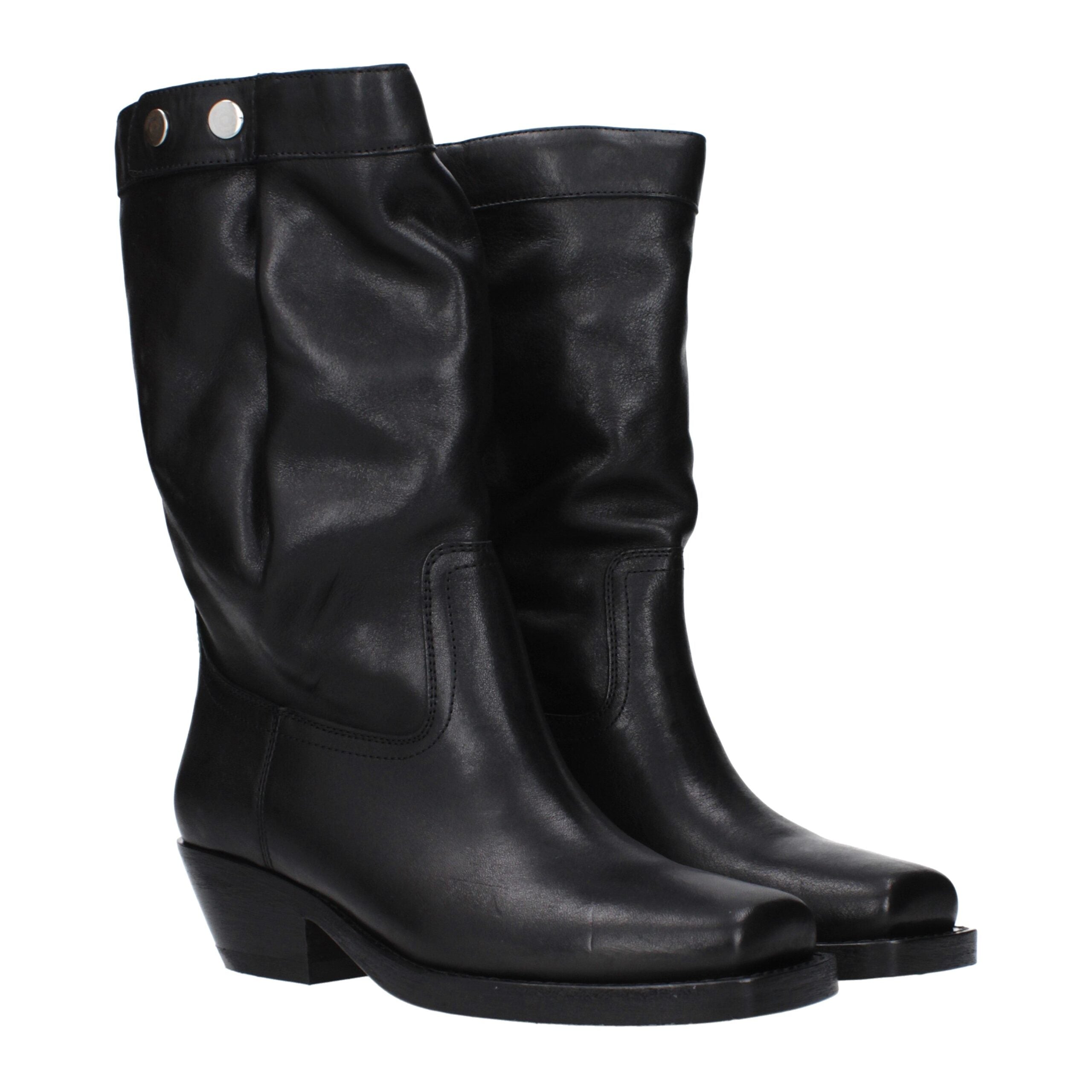 Black Leather Ankle Boots