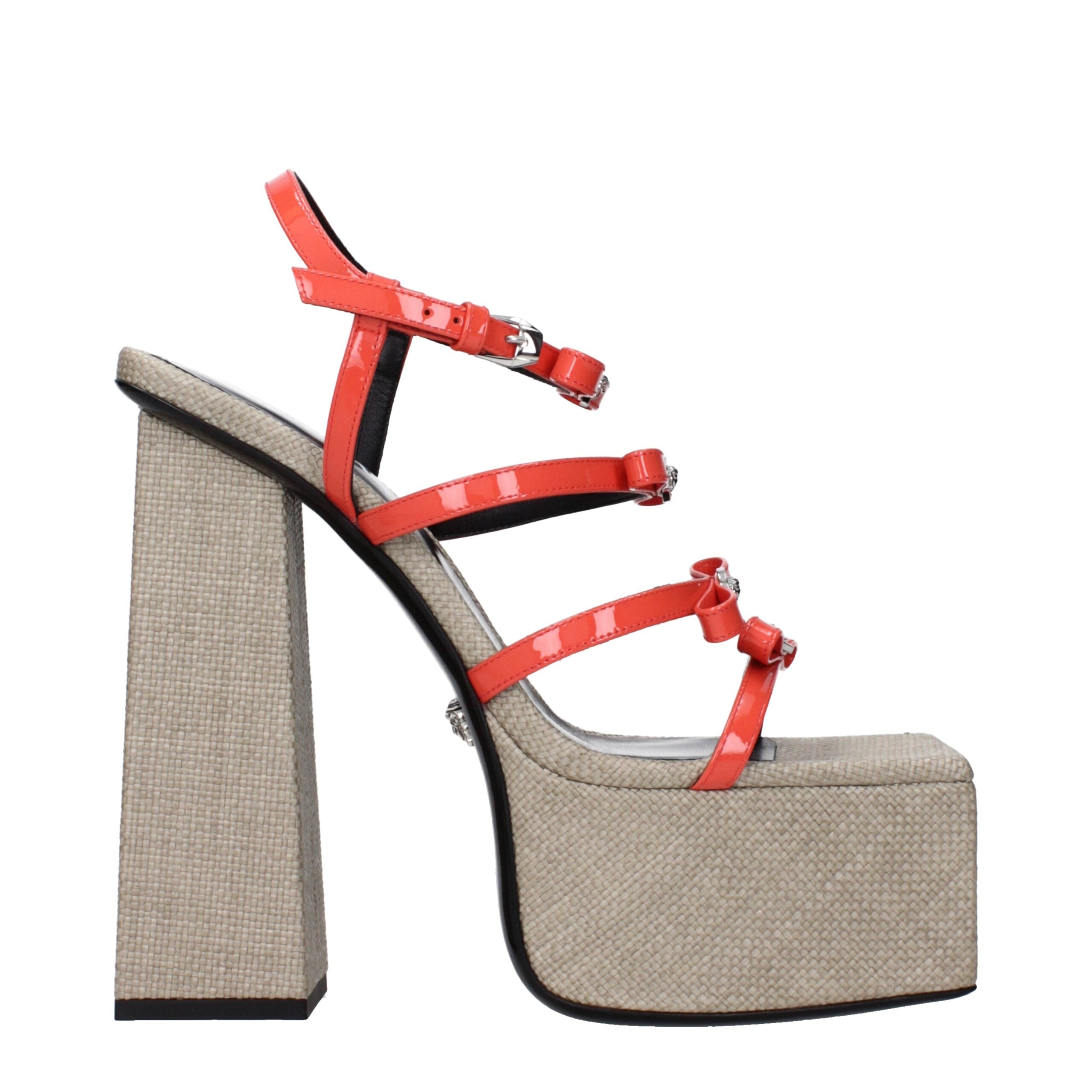 Orange Leather Platform Sandals