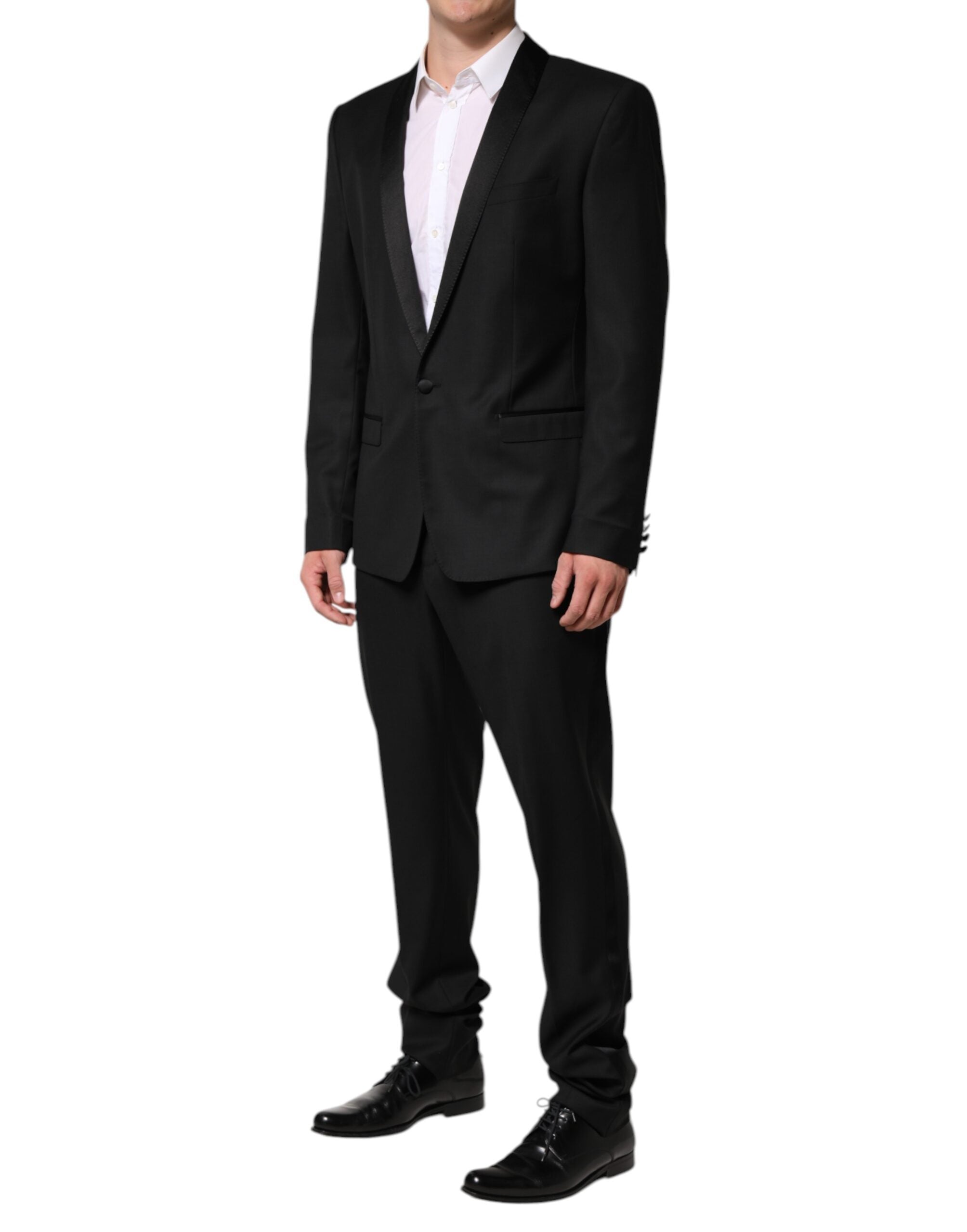 Black Wool Men Single Breasted 2 Piece Suit