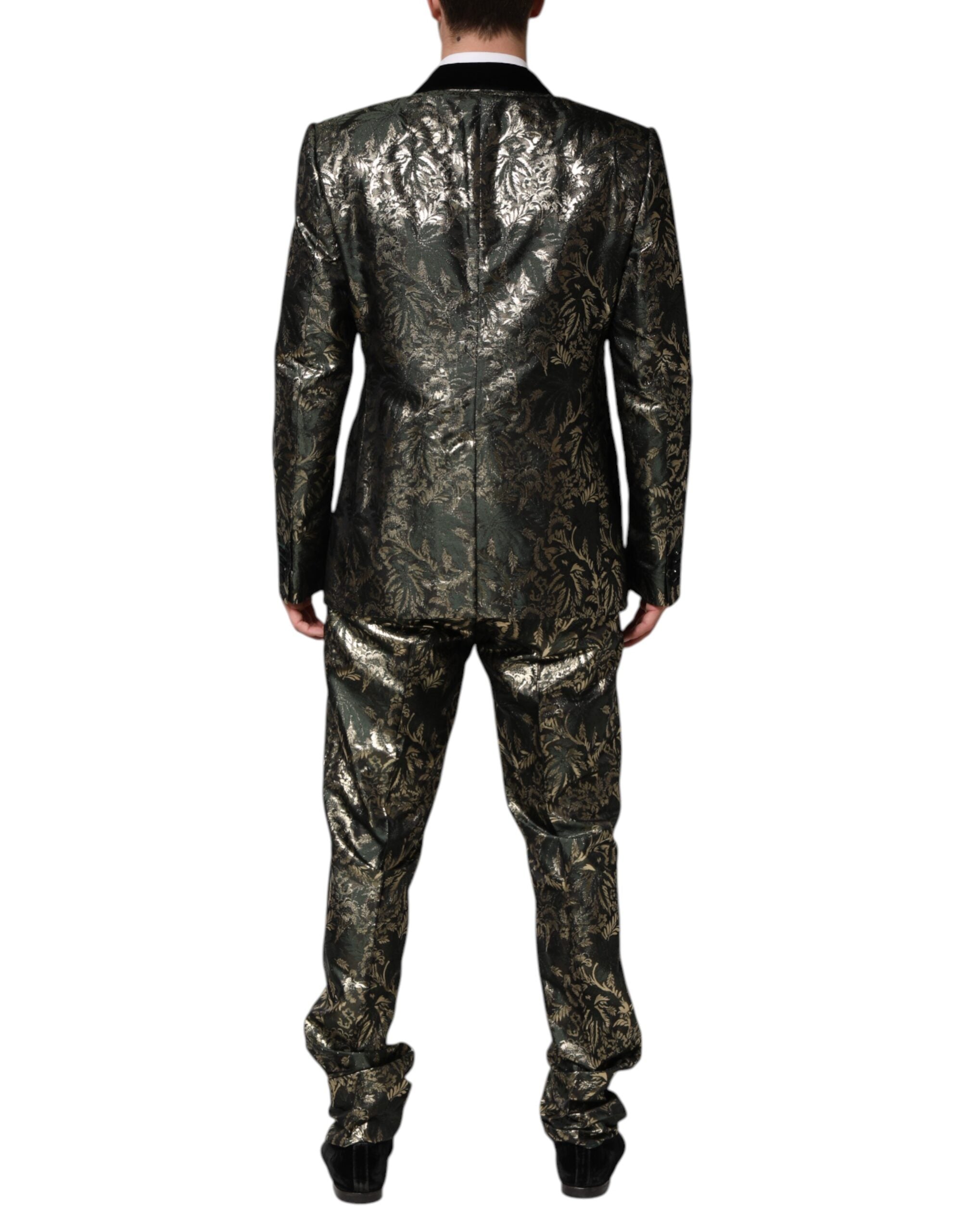 Metallic Floral Jacquard Silk 2 Piece Suit
