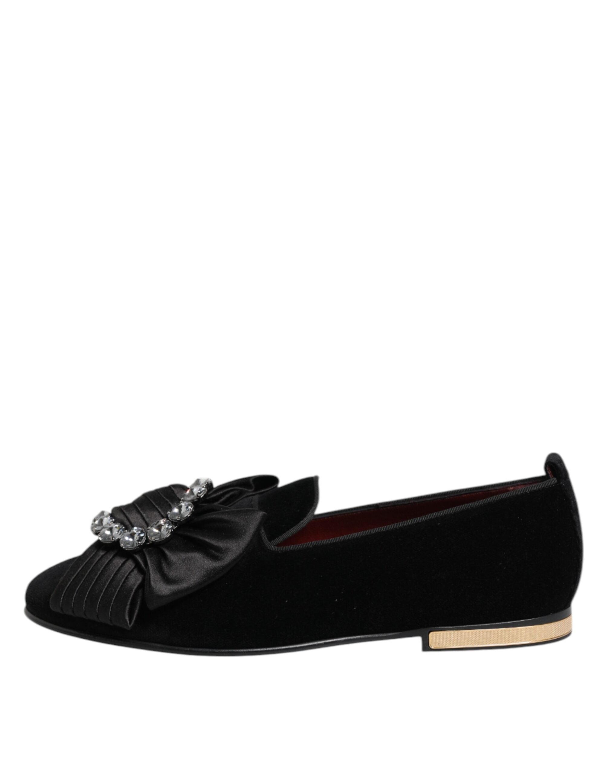 Black VATICANO Crystal Ribbon Slip On Shoes