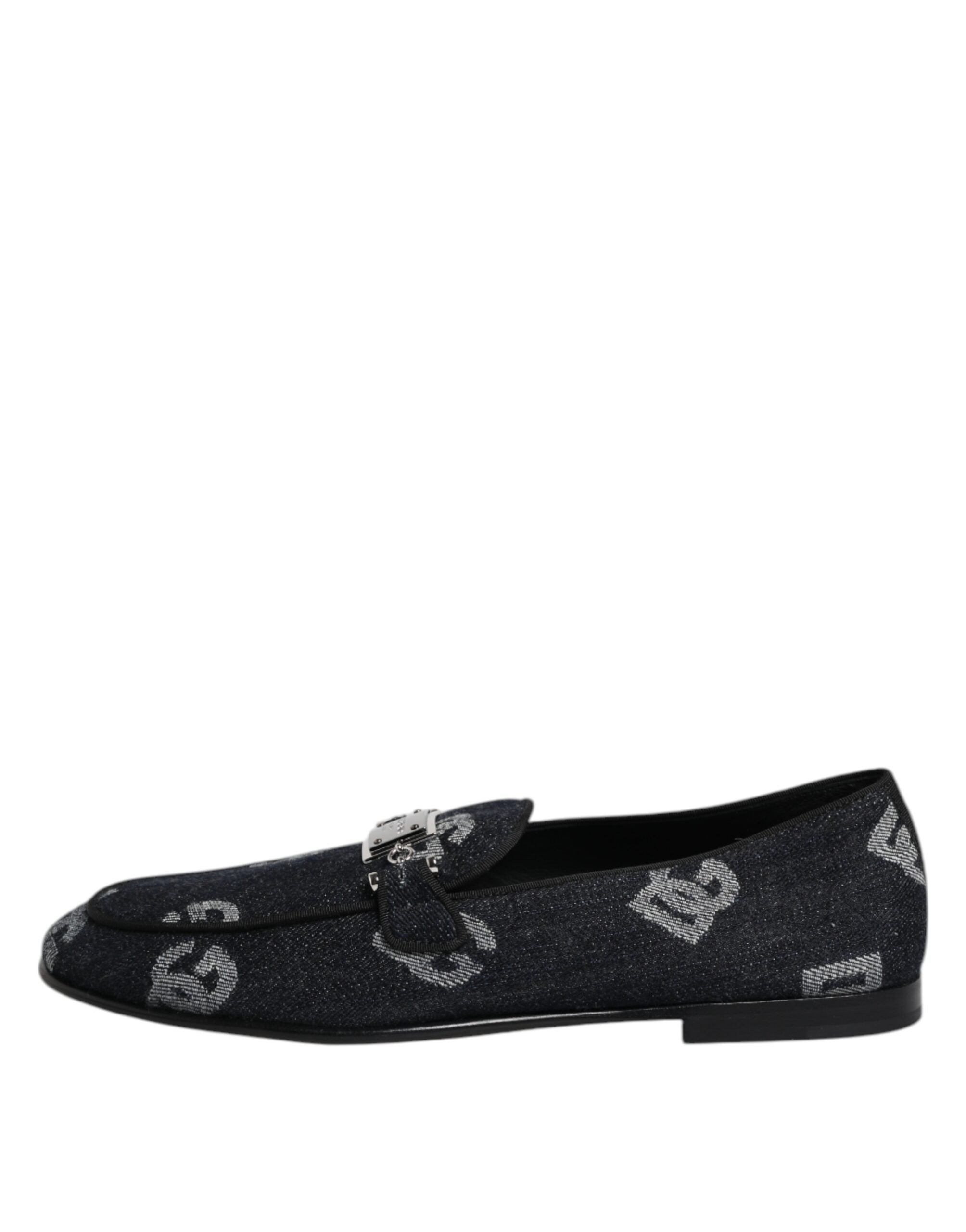 Blue Logo Cotton Loafers Formal Dress Shoes