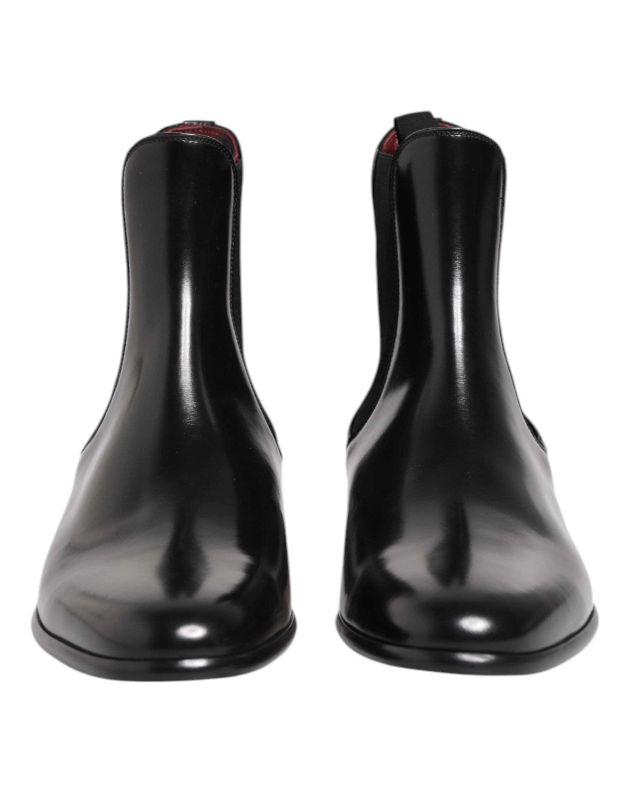 Black Chelsea Slip On Mid Calf Boots Shoes