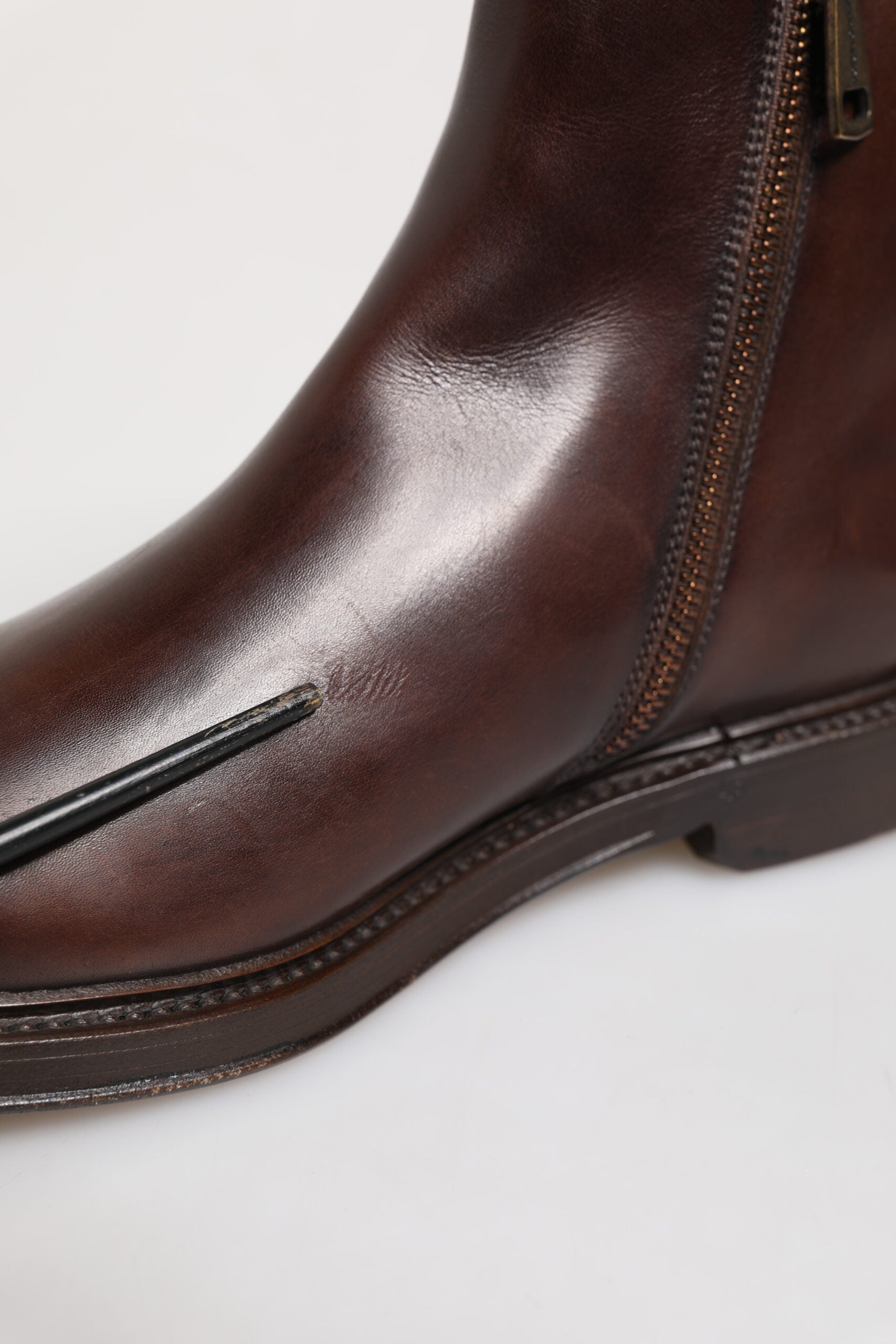 Brown Chelsea Leather Mid Calf Boots Shoes