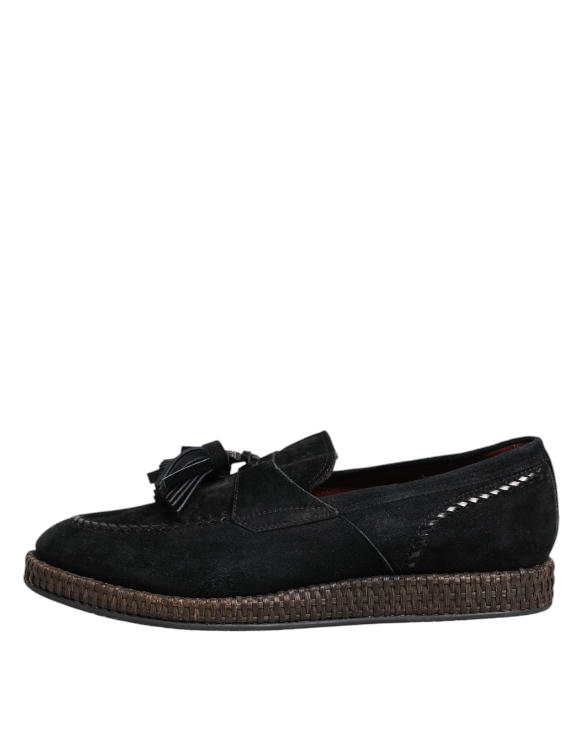 Black Suede Tassel Embellished Loafers Shoes