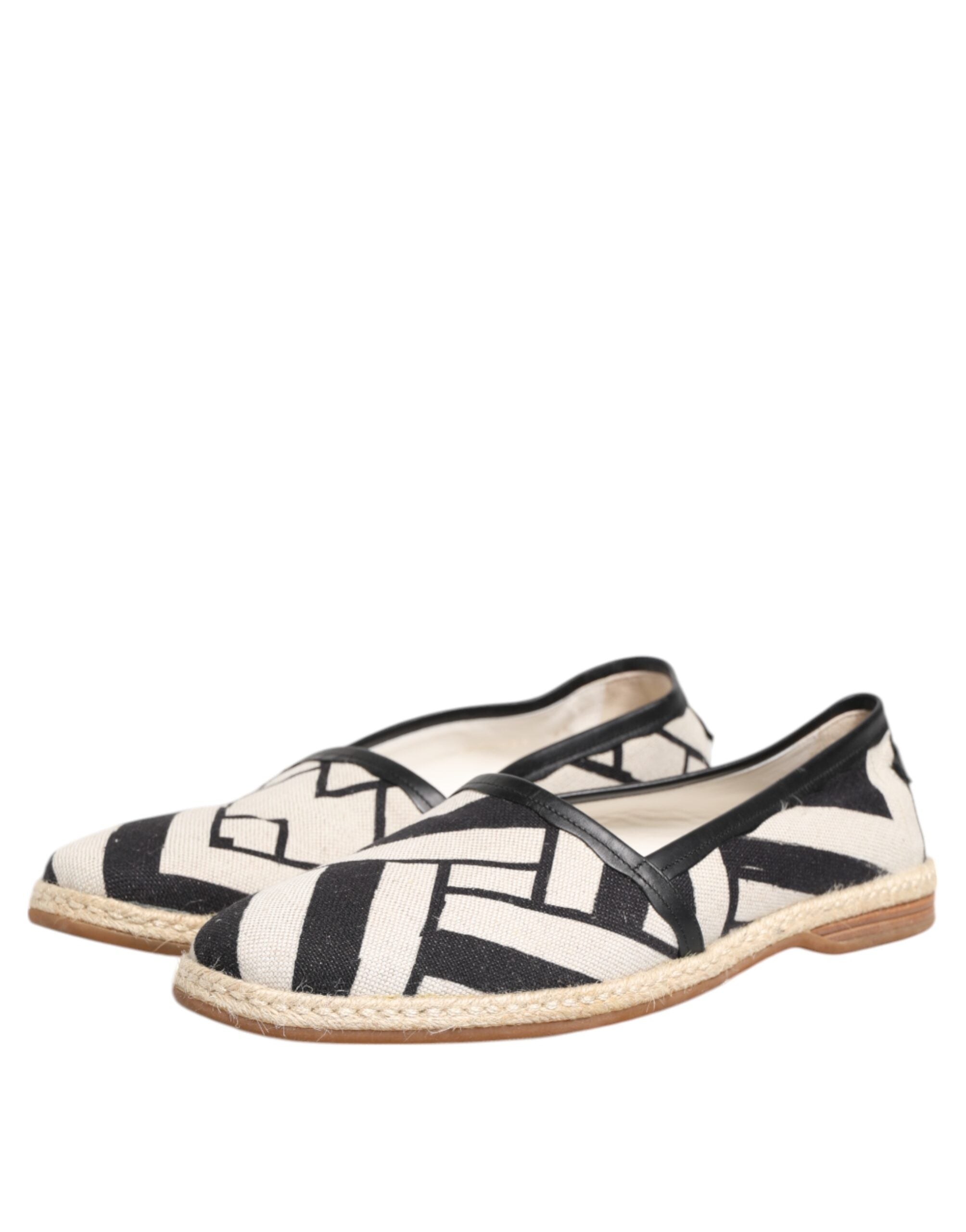 Black White Stripes Flat Espadrille Shoes