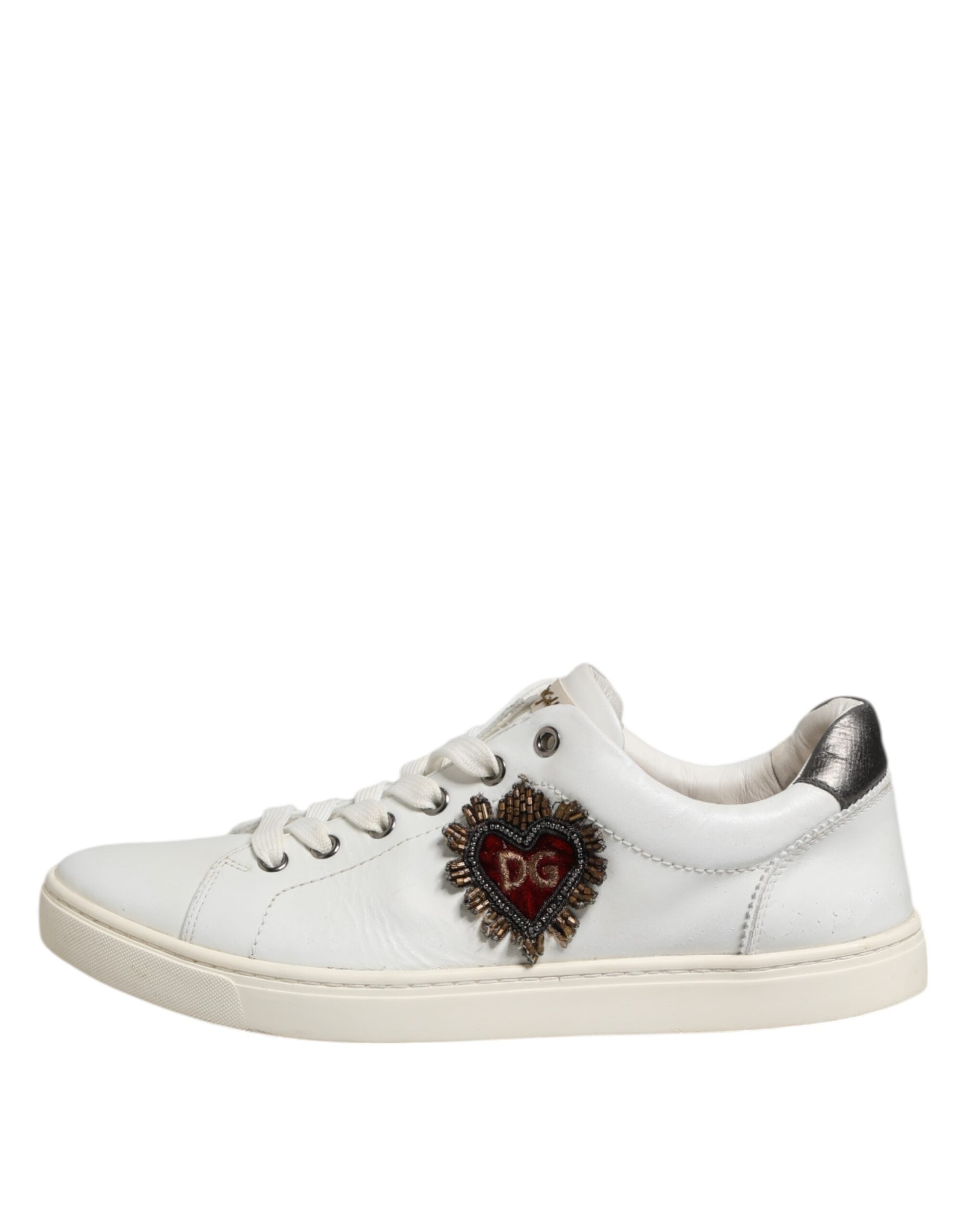 White Silver Sacred Heart Men Sneakers Shoes