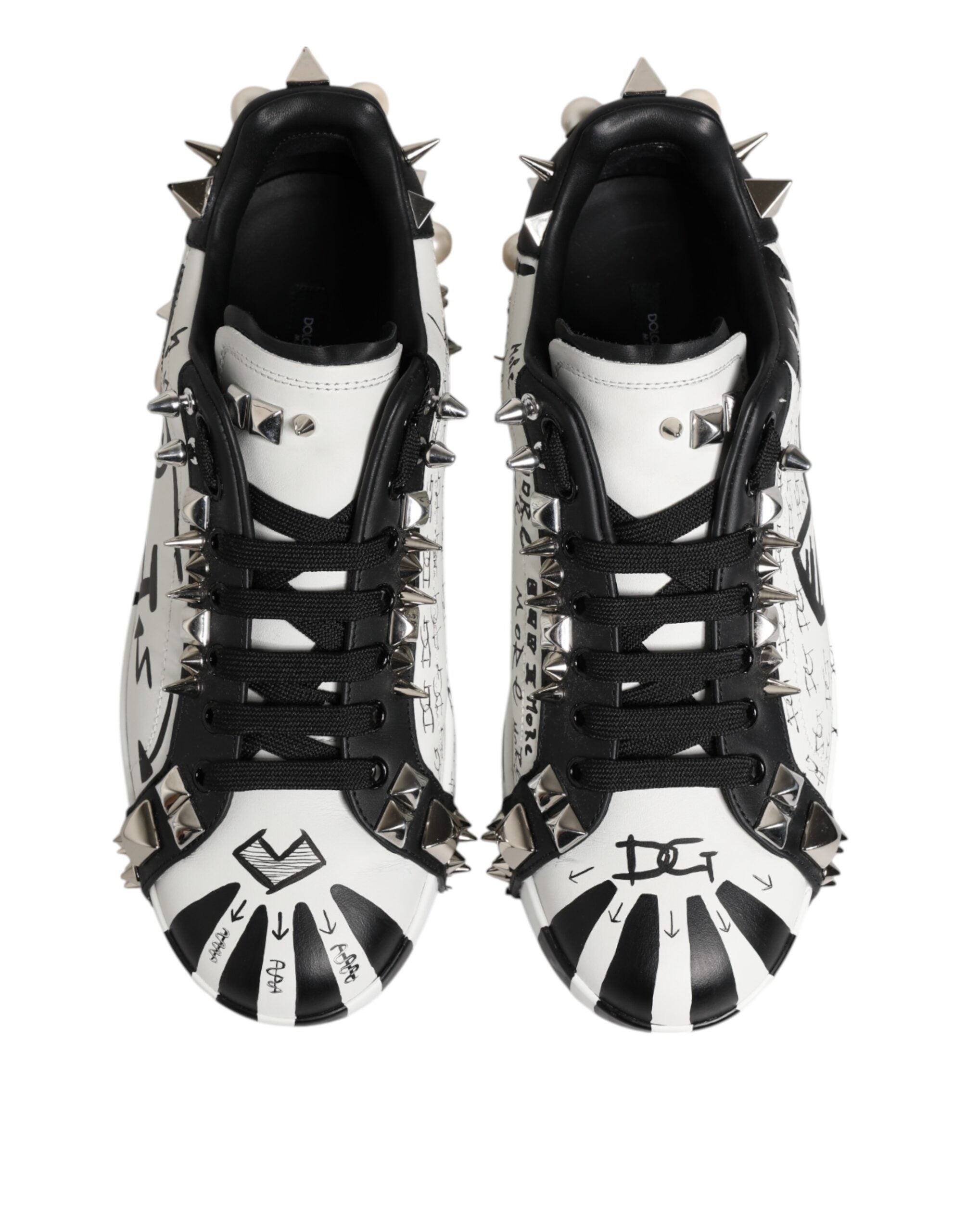 Black White Studded Low Top Sneakers Shoes