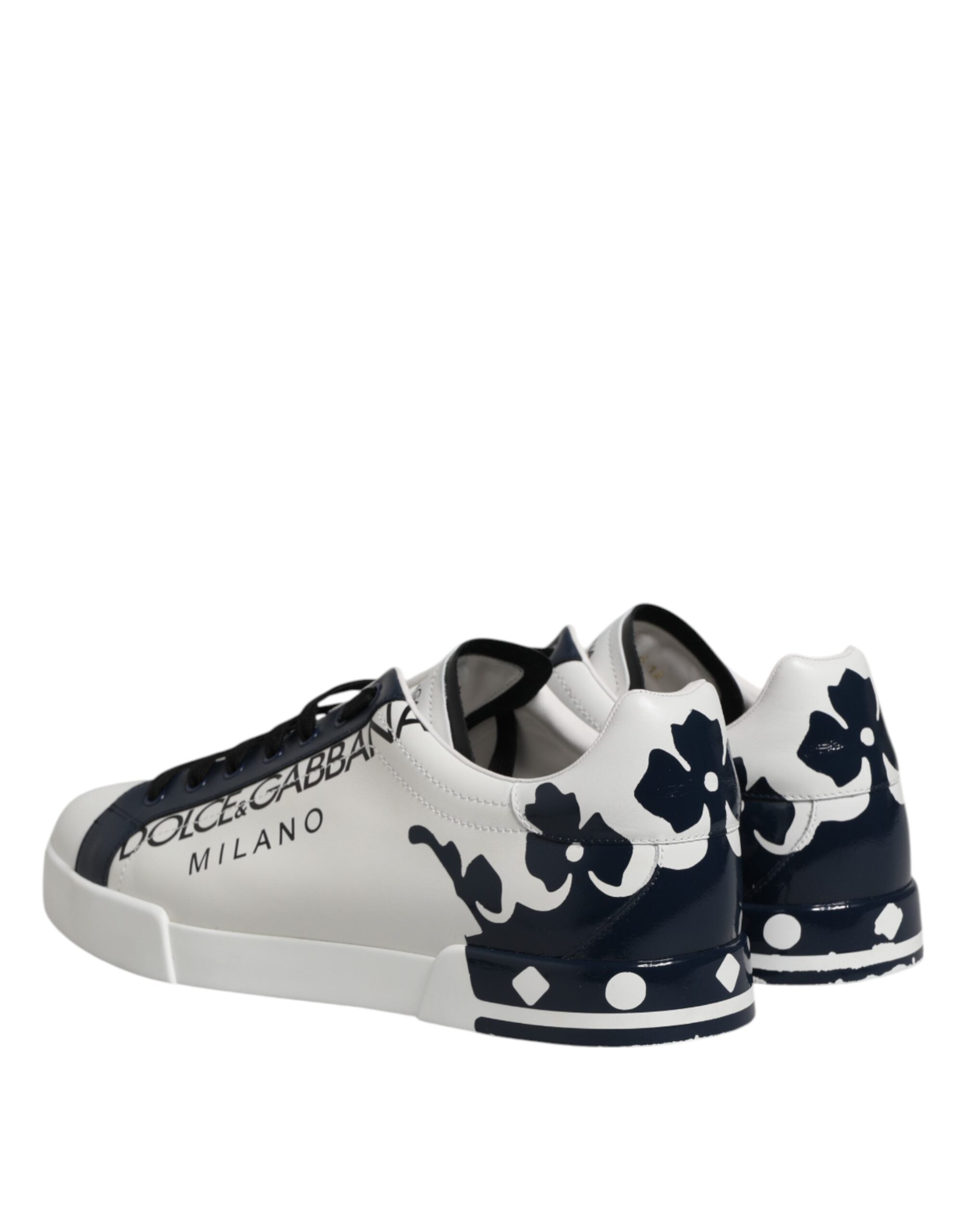 White Blue Crown Low Top Sneakers Shoes