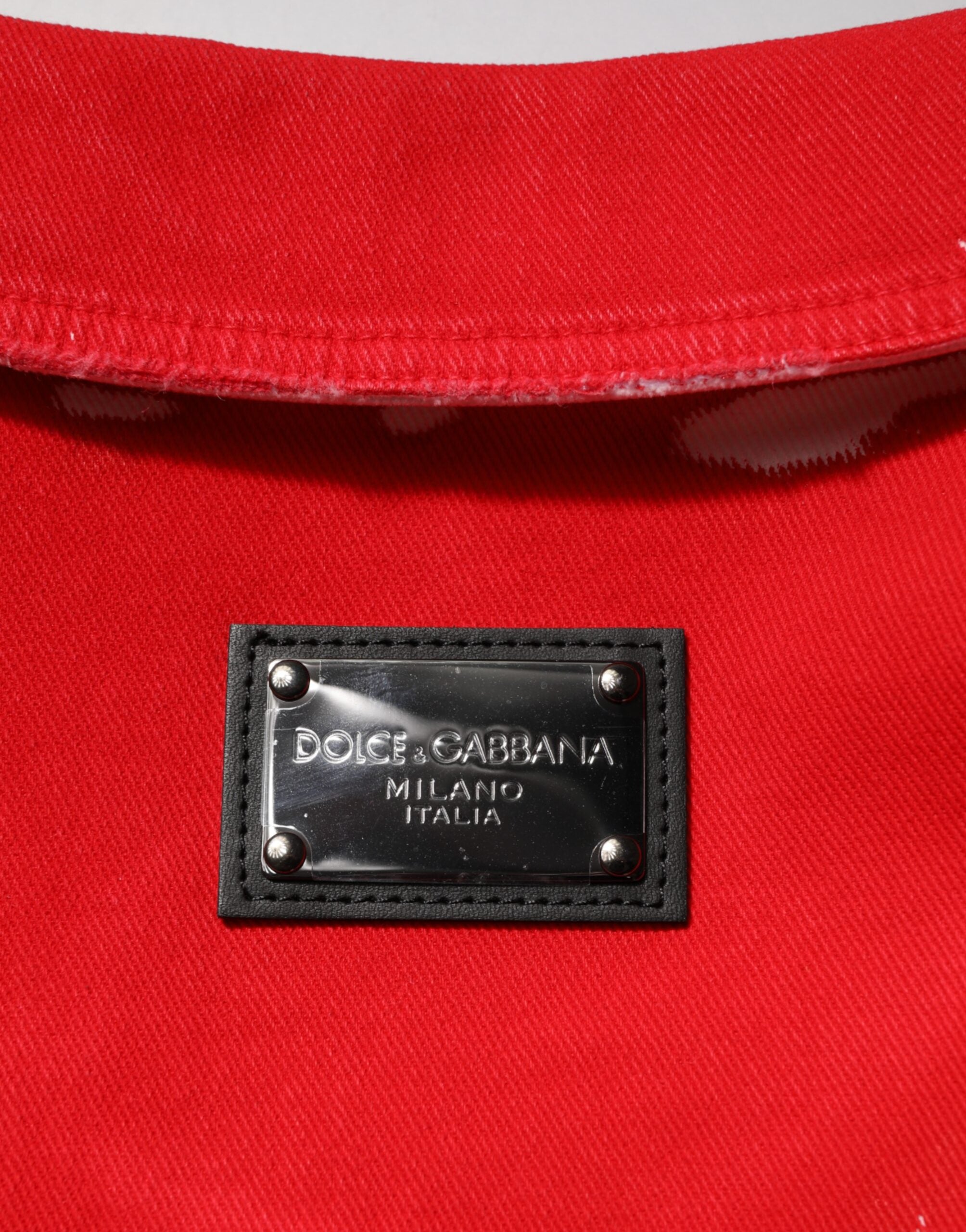 Red Sleeveless Logo Plaque Vest Jacket