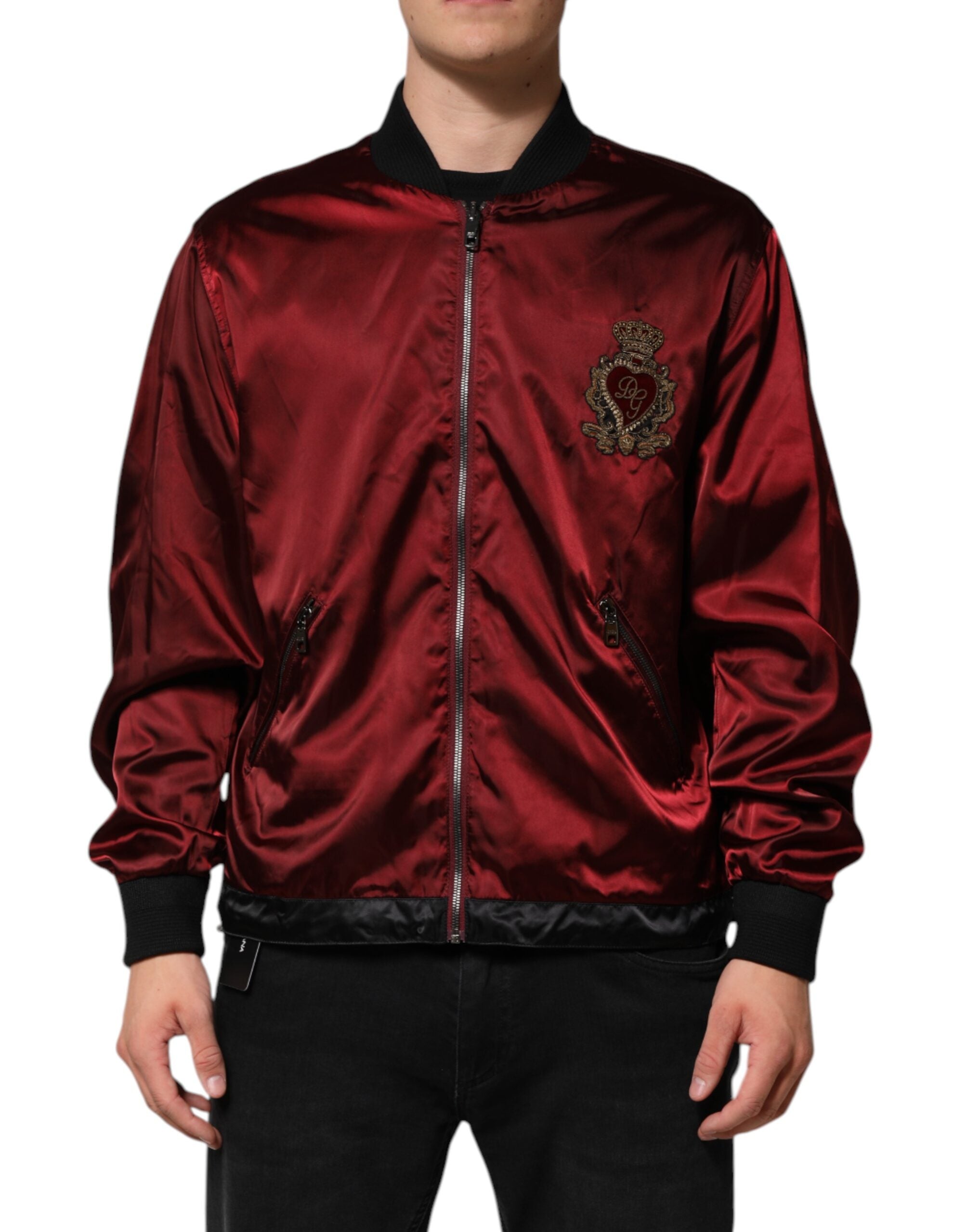 Maroon Nylon DG Crown Embroidery Jacket