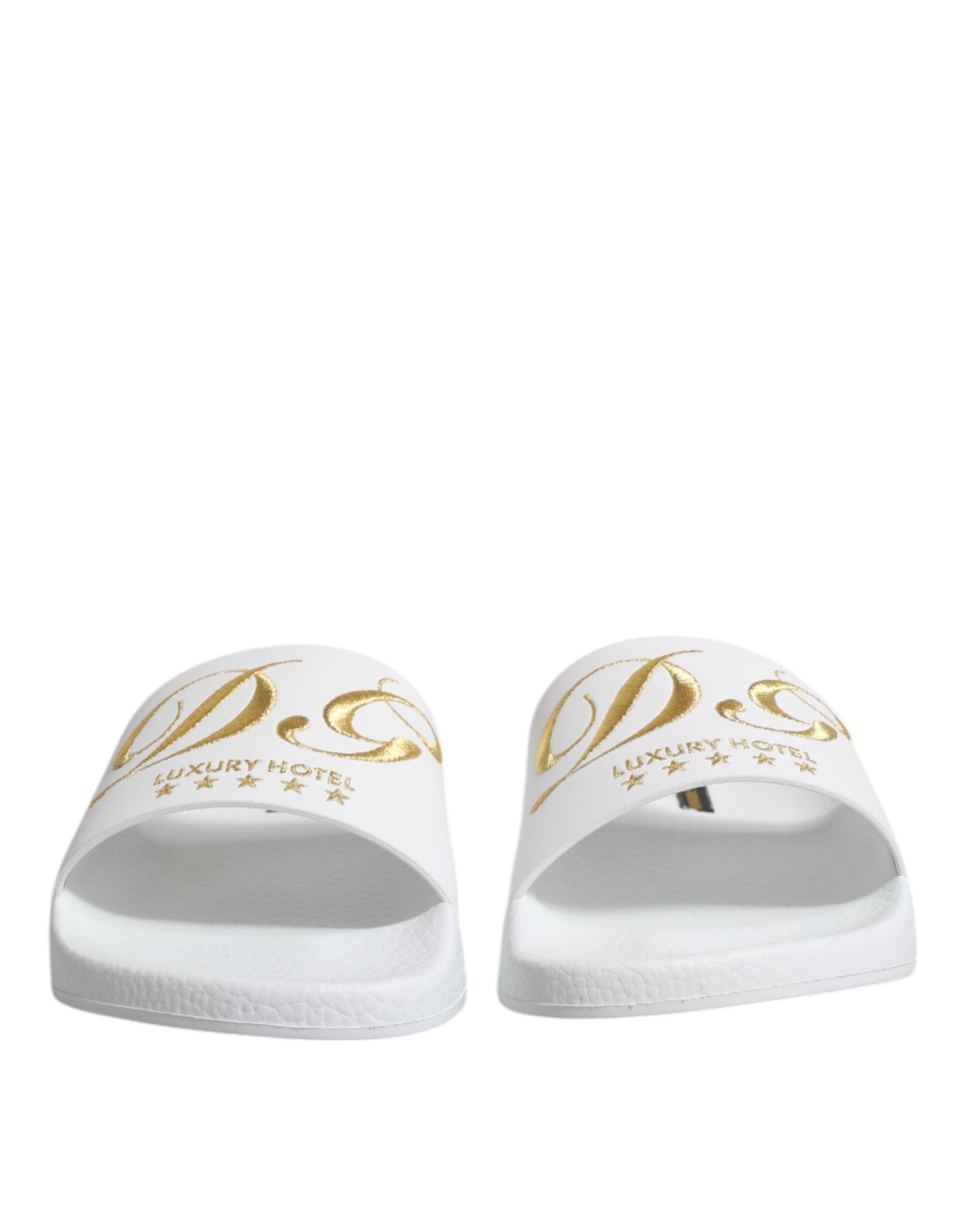 White Leather Slides Sandals Beachwear Shoes