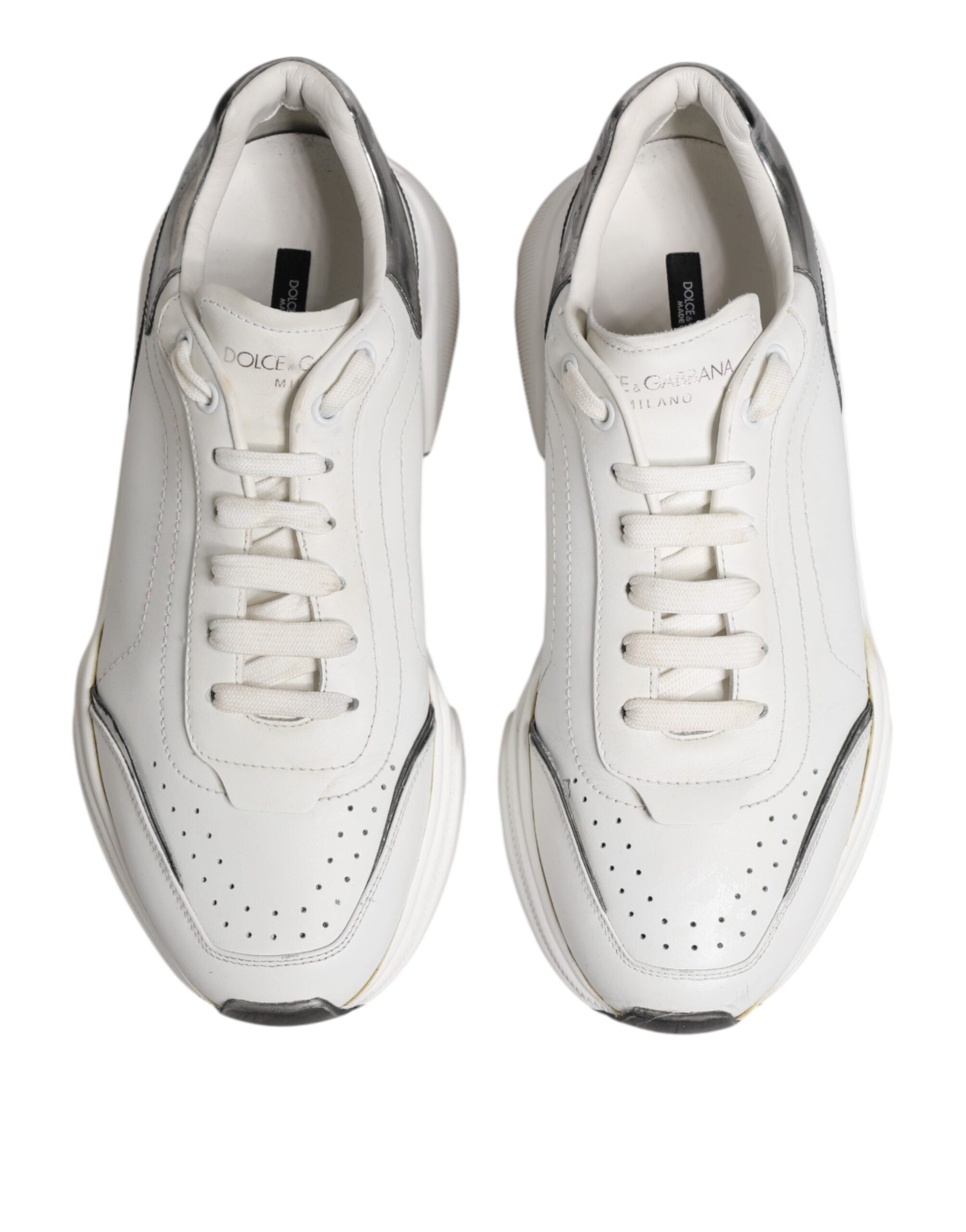 White Daymaster Leather Low Top Sneakers Shoes