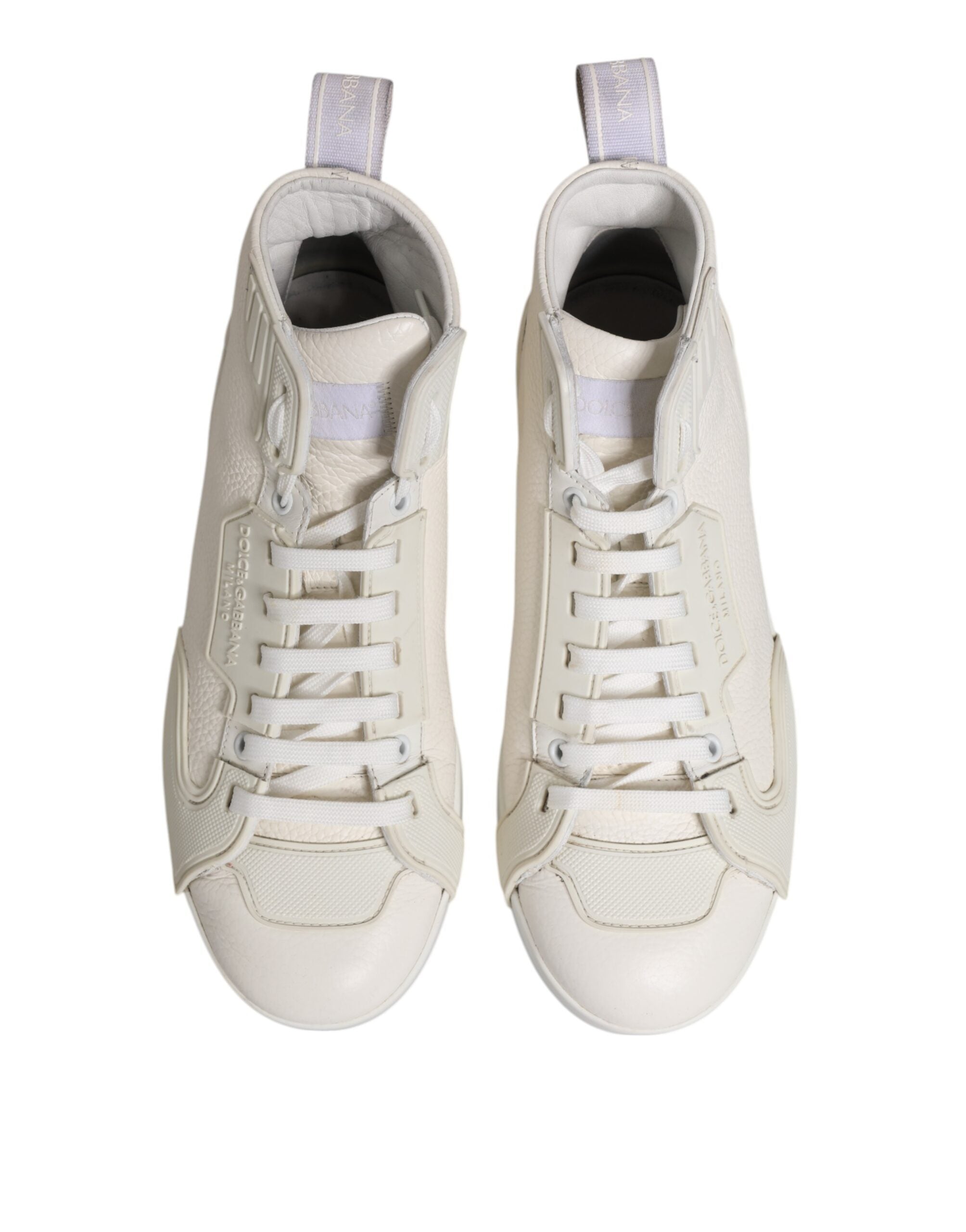 White Leather Mid Top Sneakers Shoes