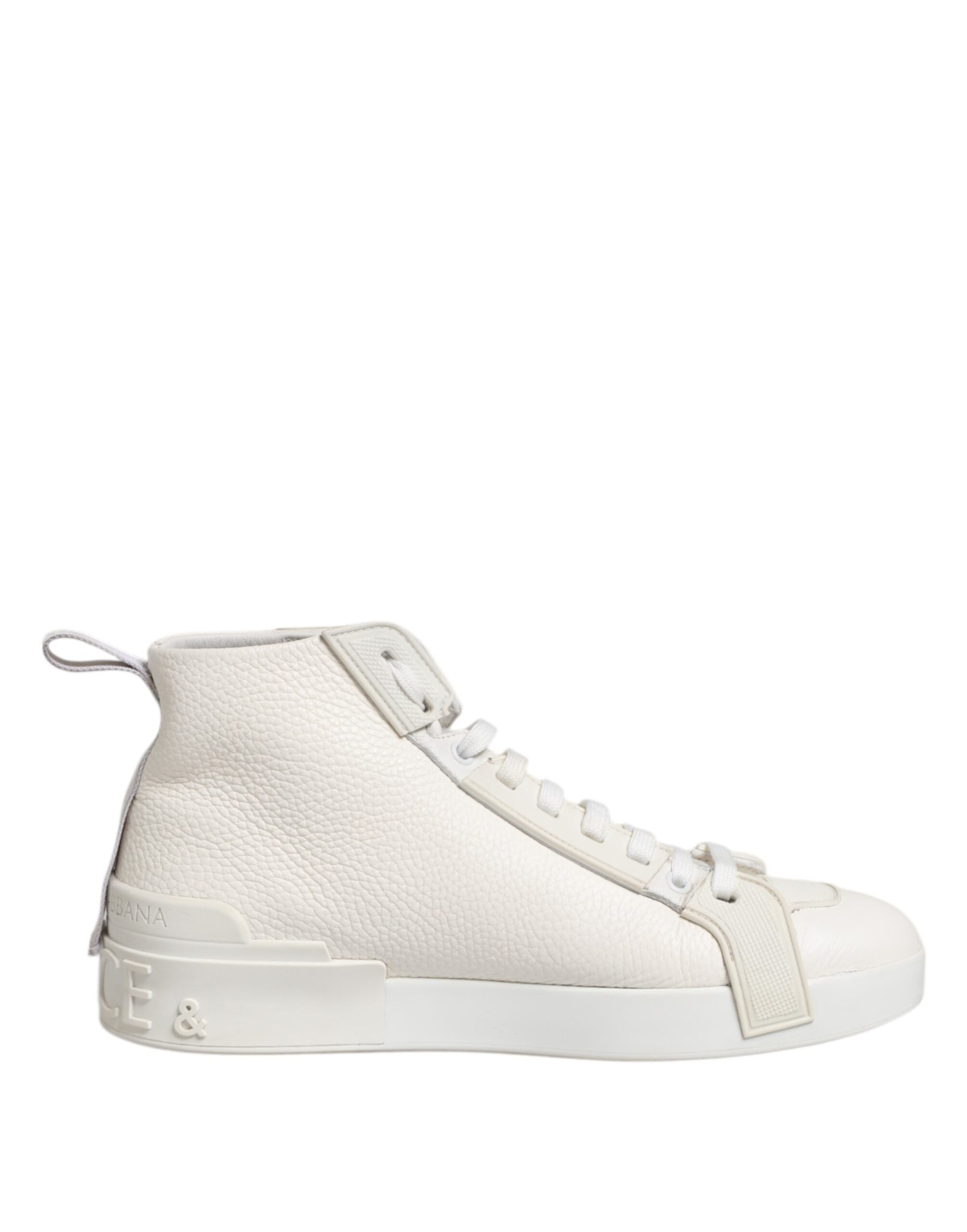 White Leather Mid Top Sneakers Shoes