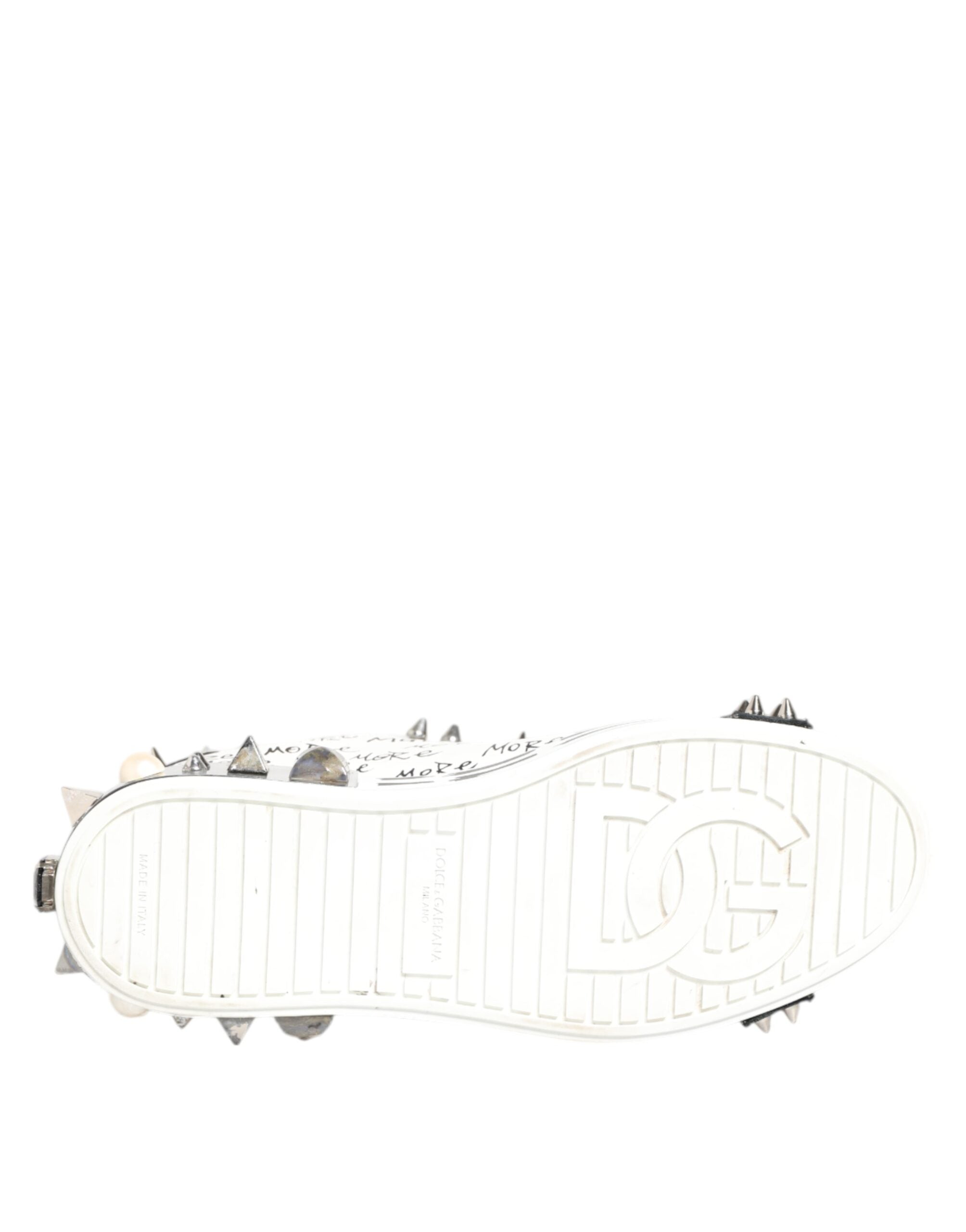 White Studded Printed Low Top Sneakers Shoes