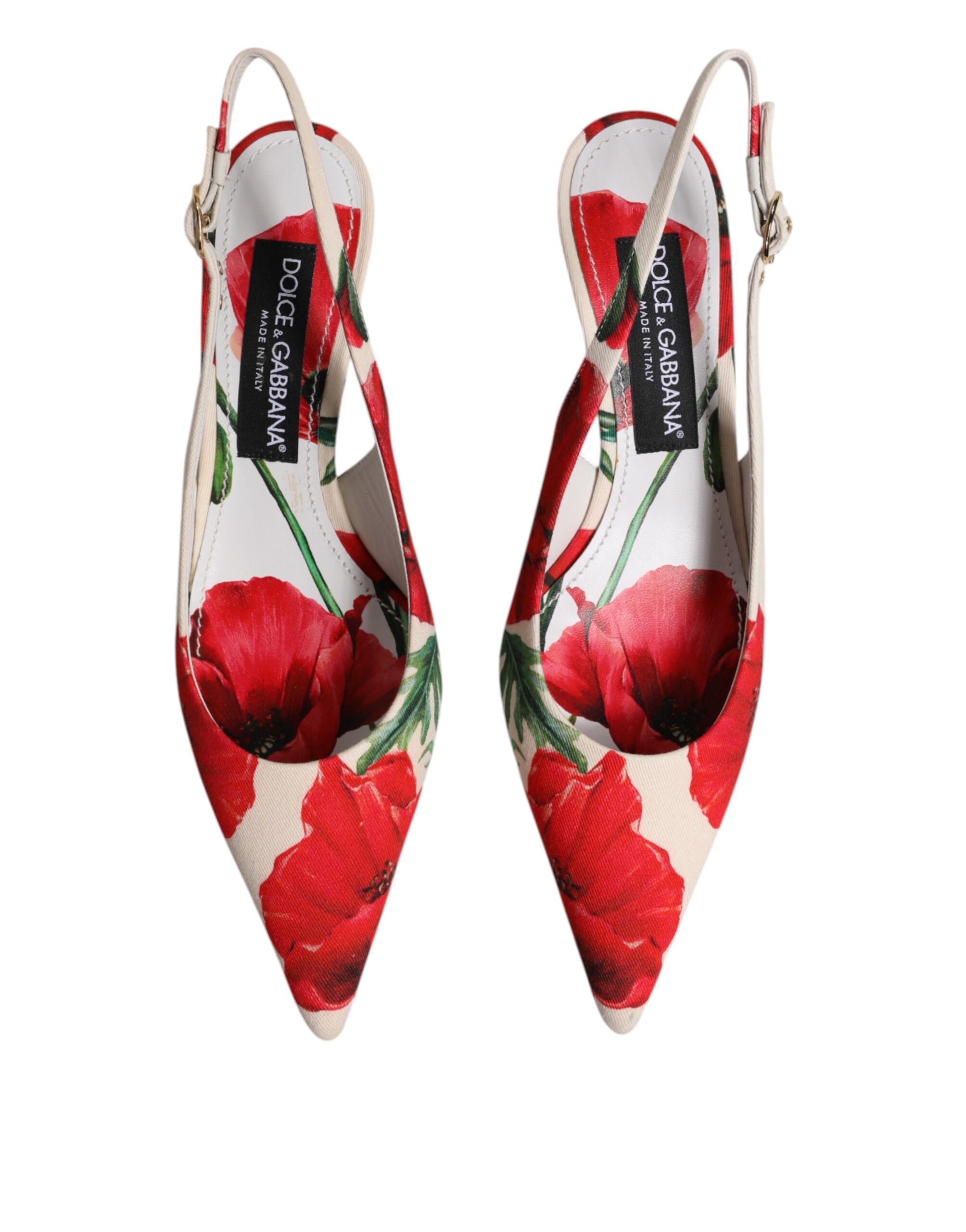 White Floral Heels Slingback Sandals Shoes