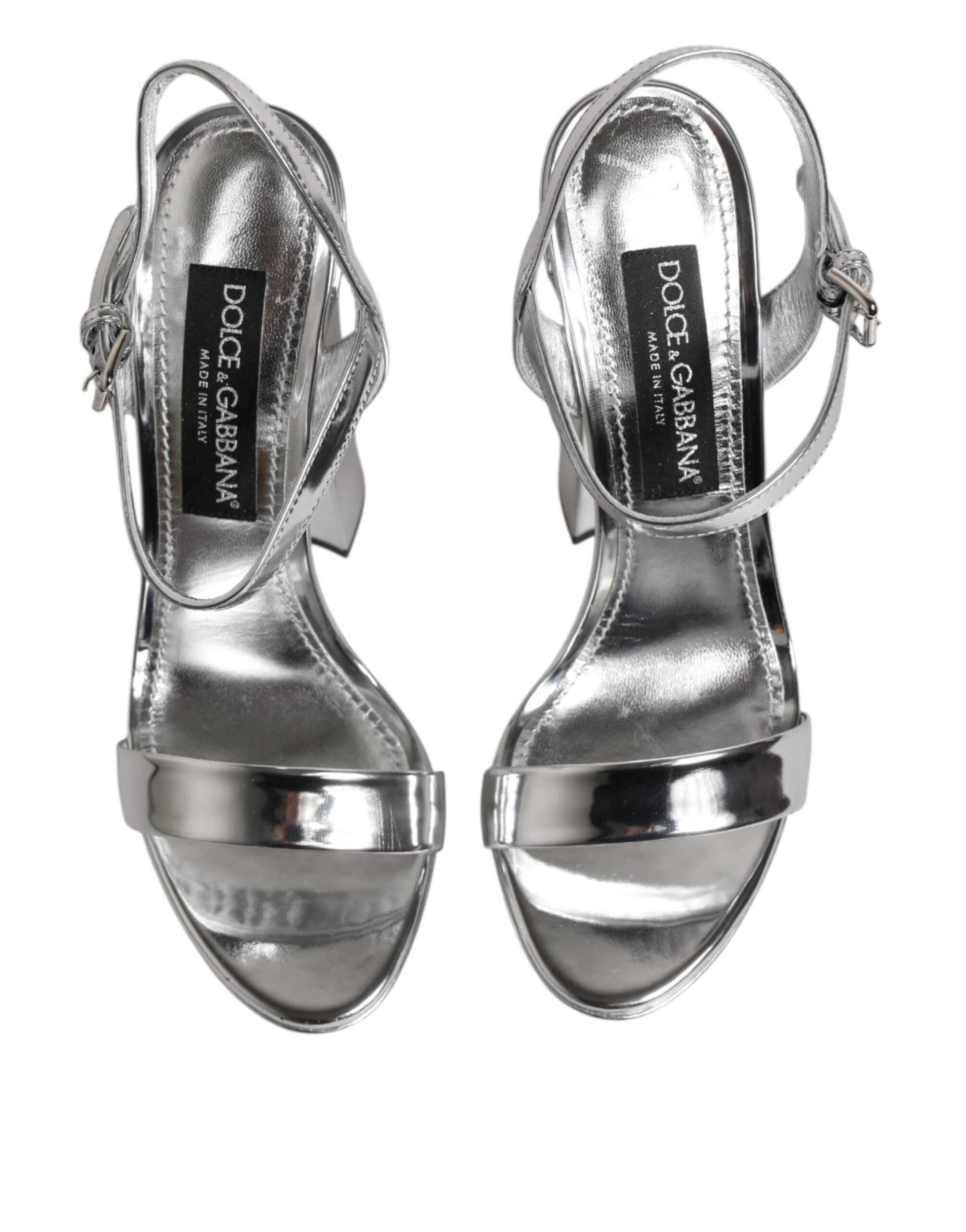 Silver Leather Platform Keira Sandals Shoes