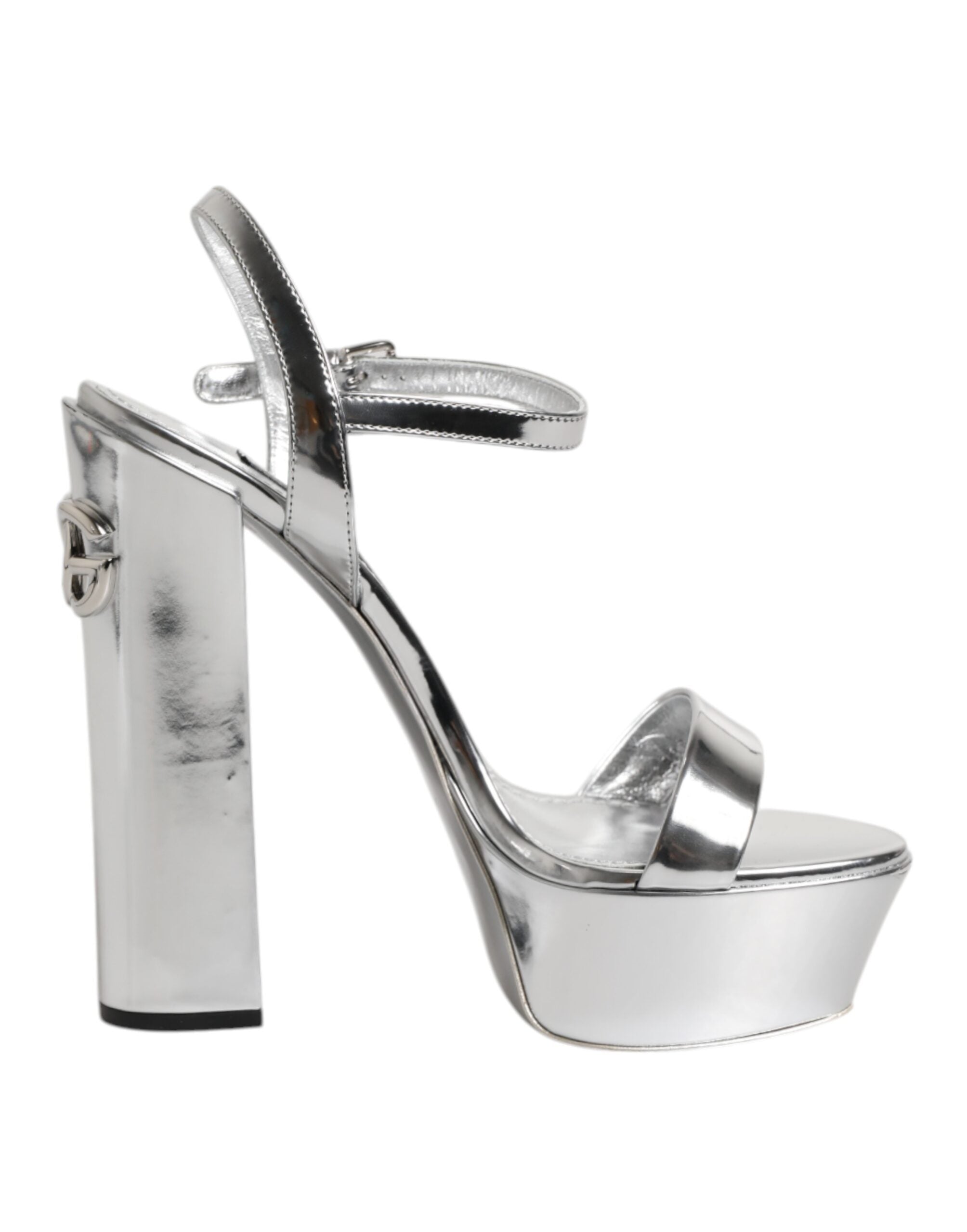 Silver Leather Platform Keira Sandals Shoes
