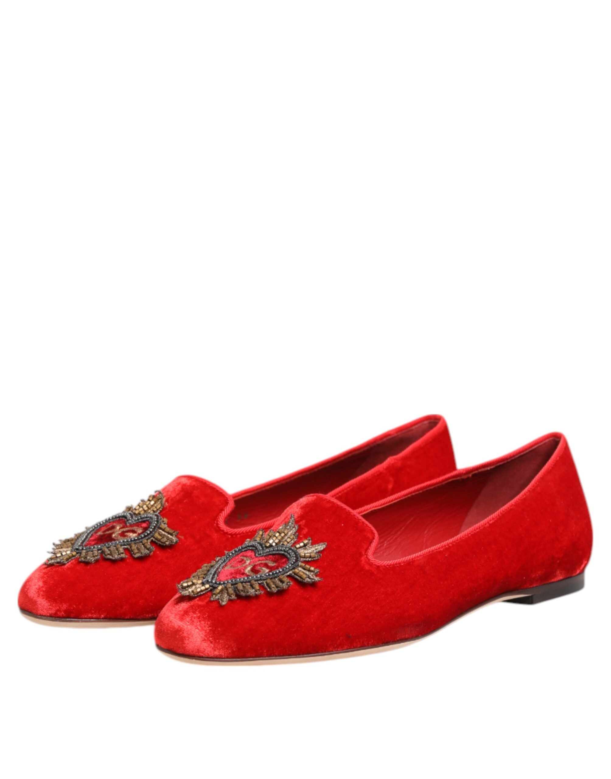 Red Velvet DG Heart Loafers Flat Shoes
