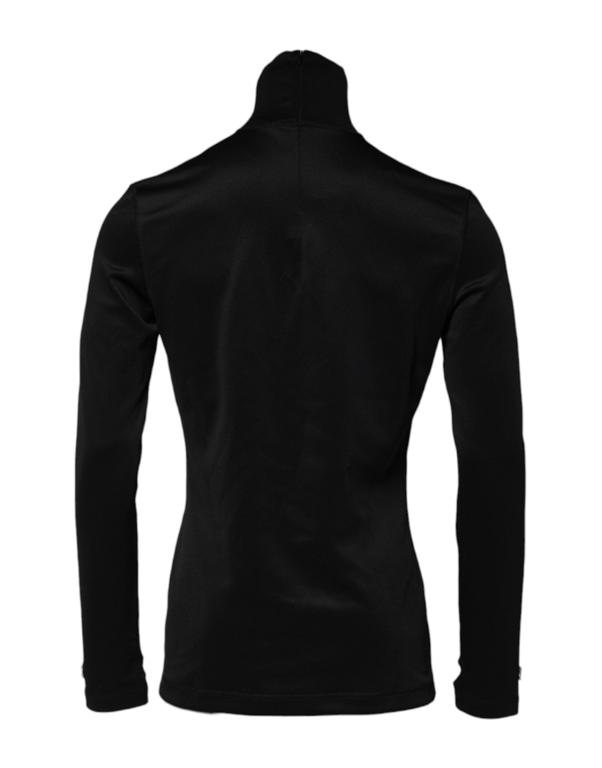 Black Polyester Turtleneck Pullover Sweater
