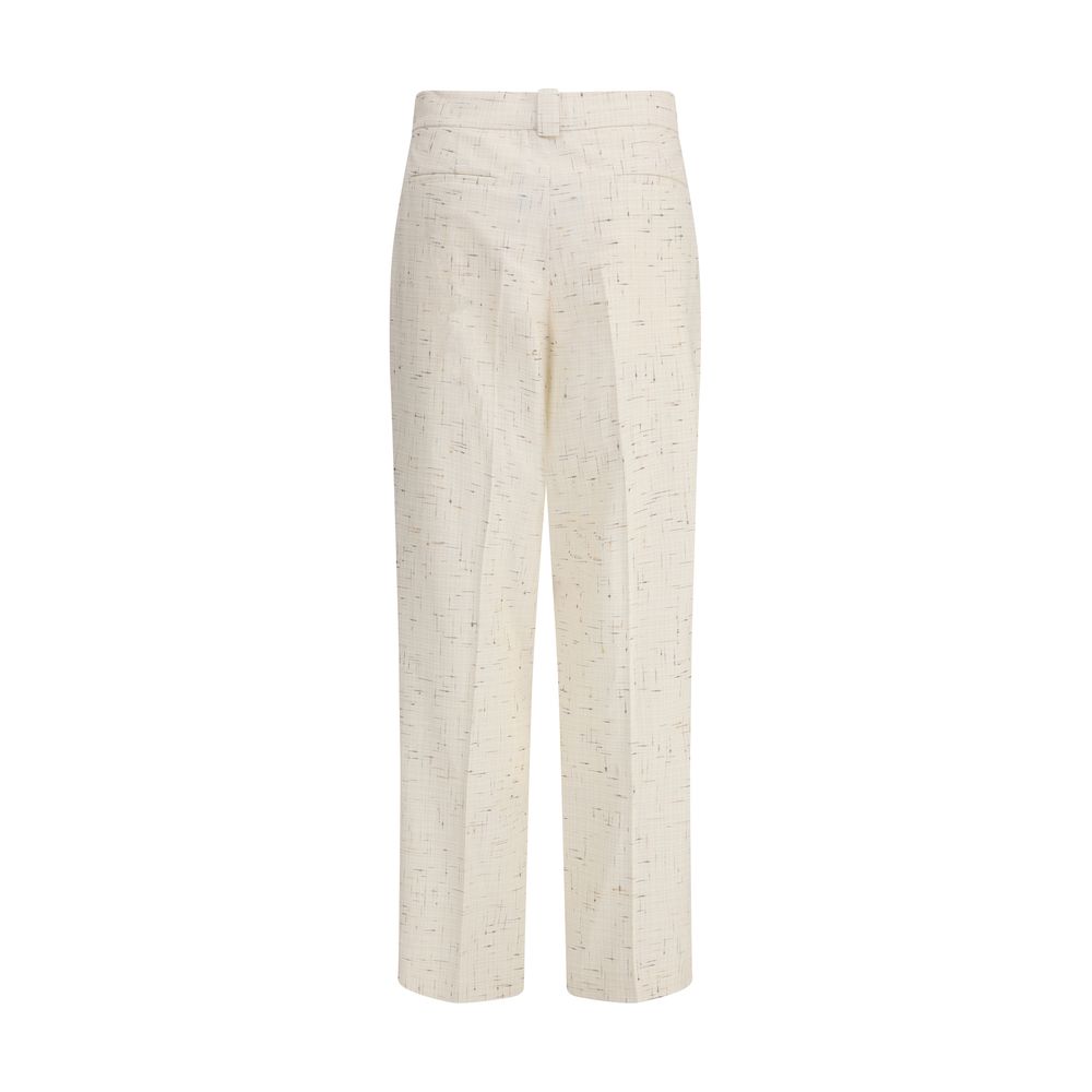 Cream Cotton Casual Pants