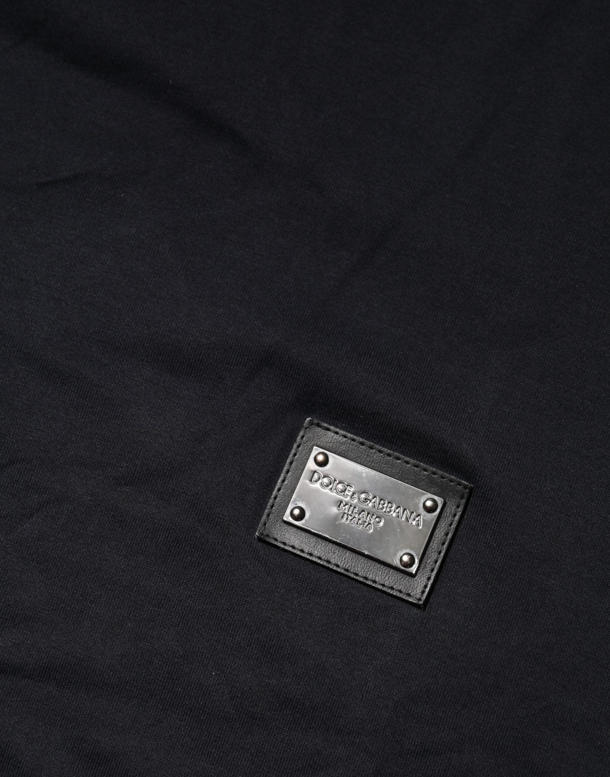 Dark Blue Logo Plaque Cotton Crewneck T-shirt