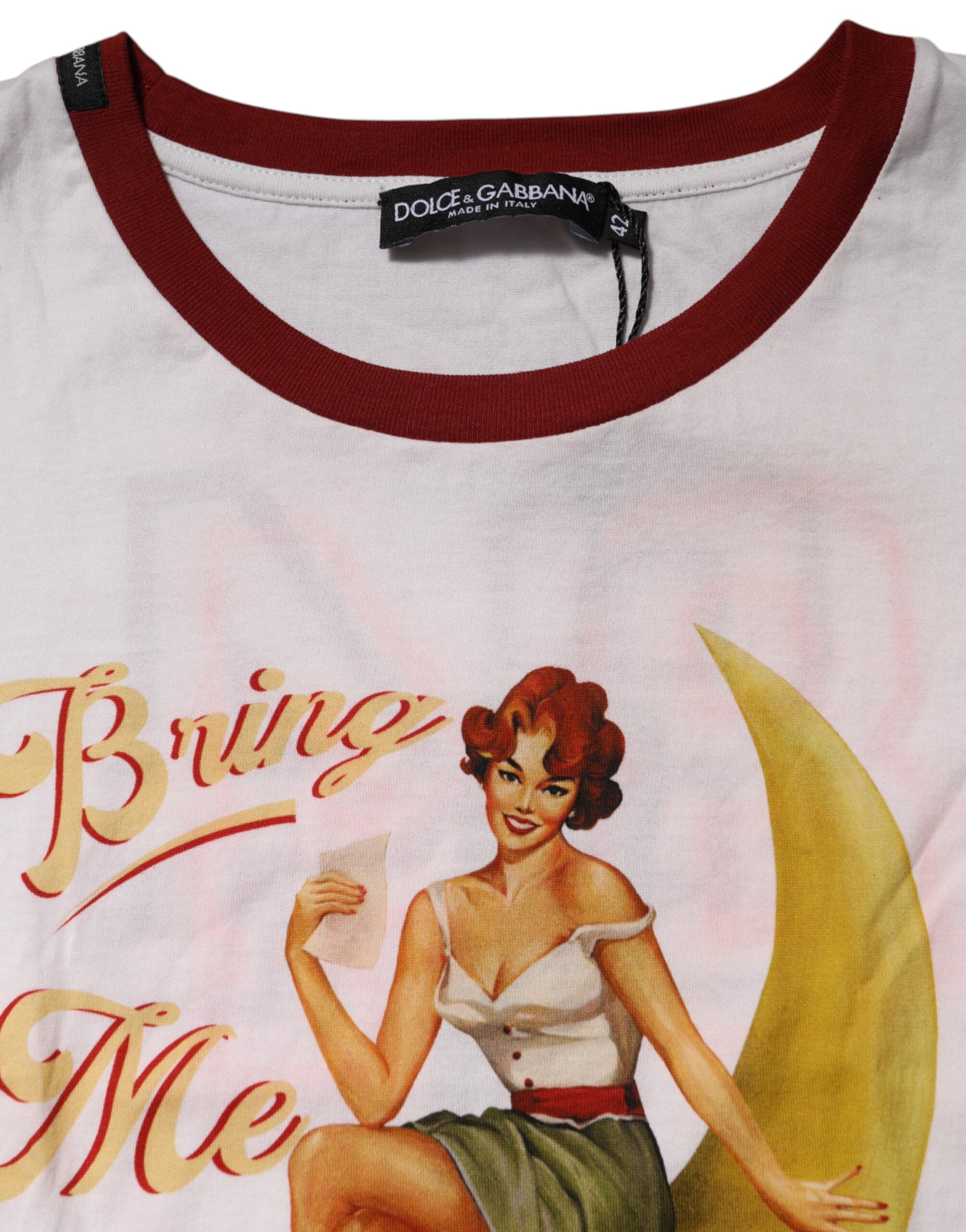White Bring Me To The Moon Pin Up T-shirt Top