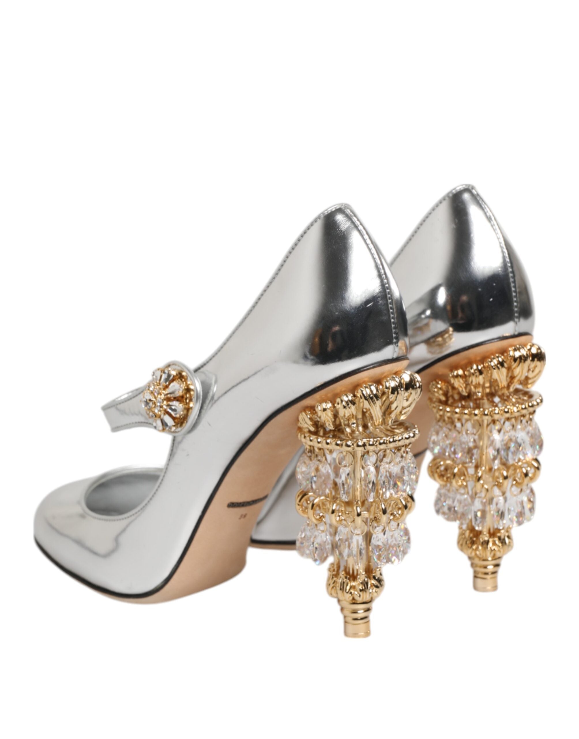 Silver Chandelier Sculpted Heel Mary Jane Pump Shoes