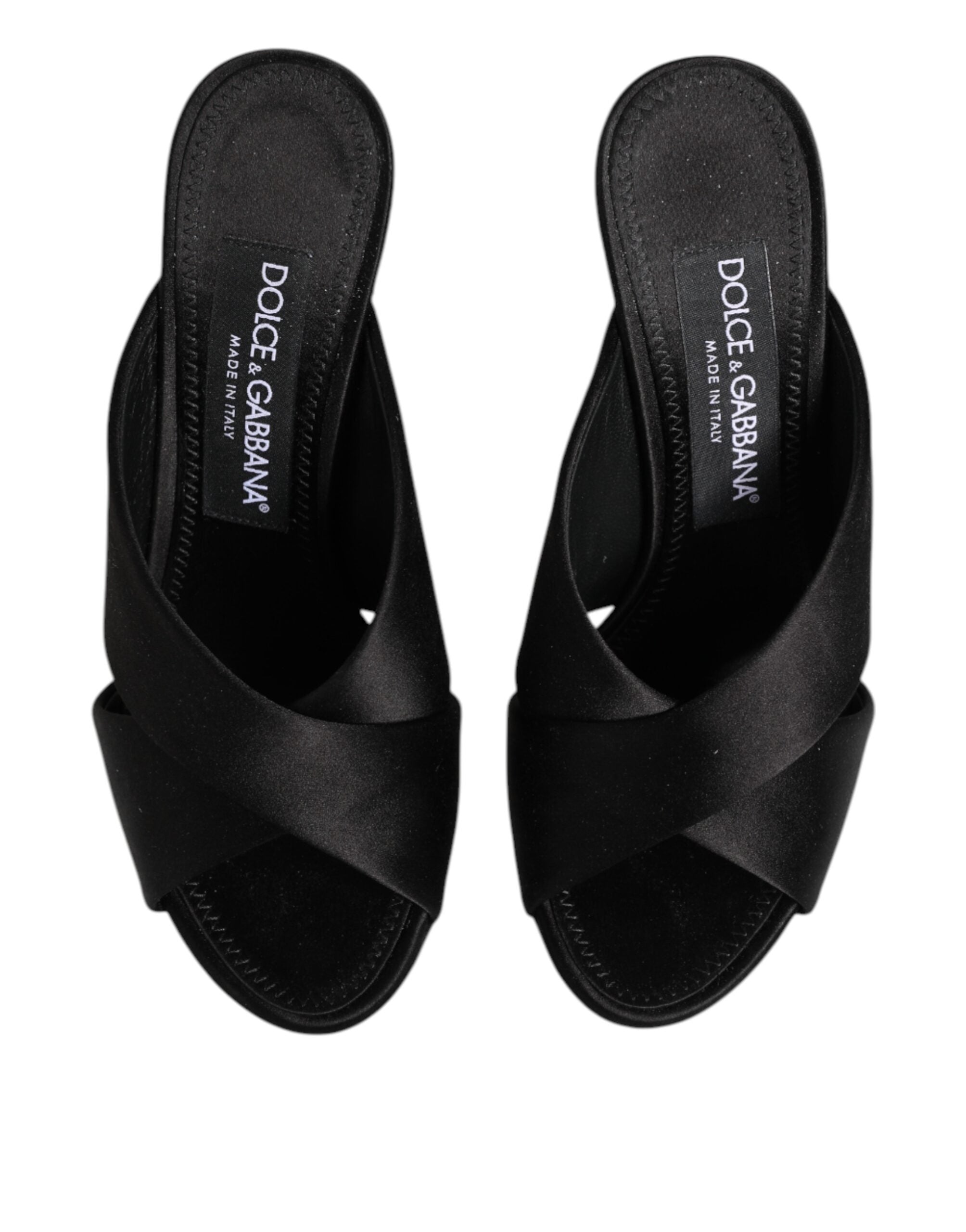 Black Logo KEIRA Satin Slides Sandals Shoes