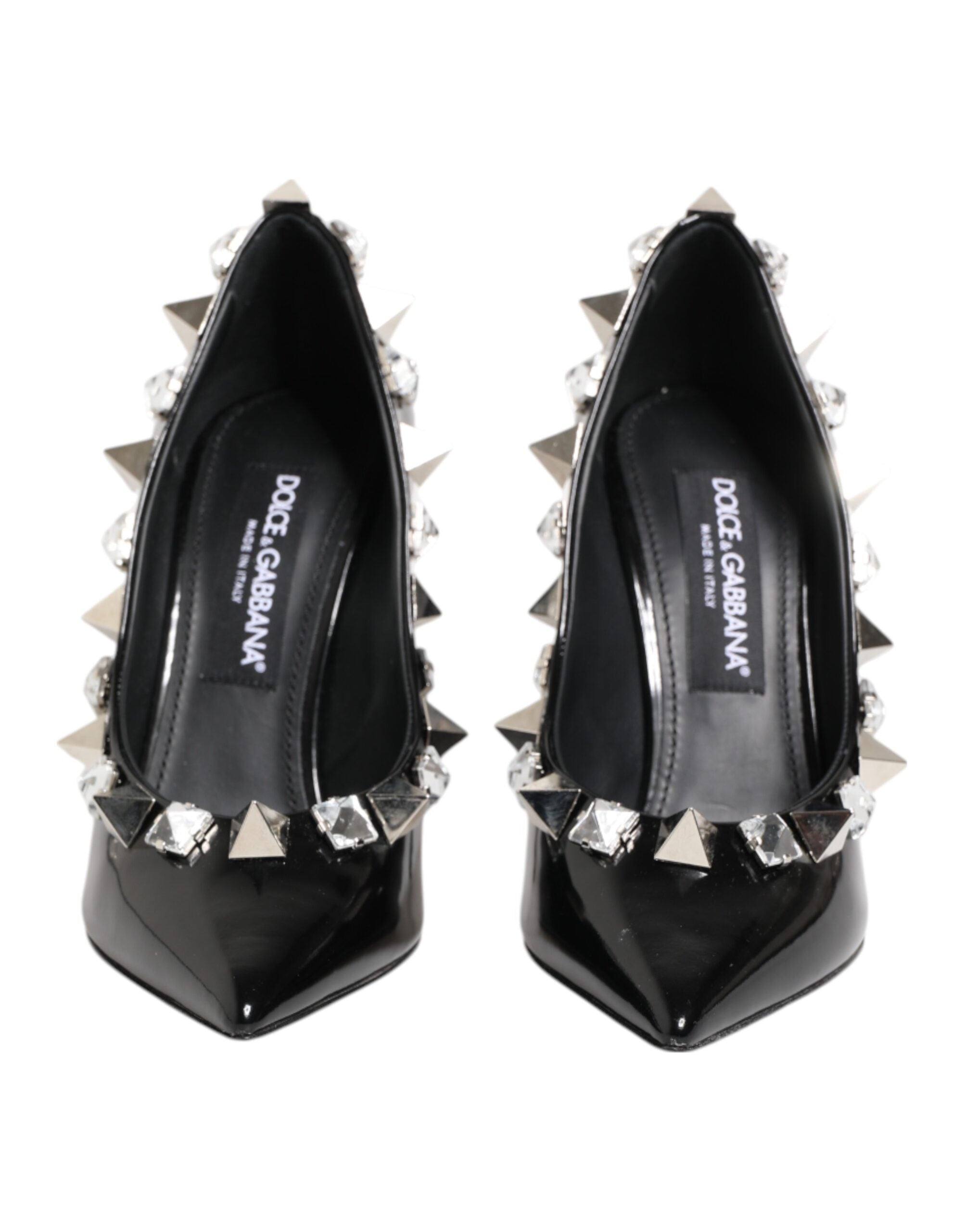 Black Crystals Studs Stiletto Pumps Shoes