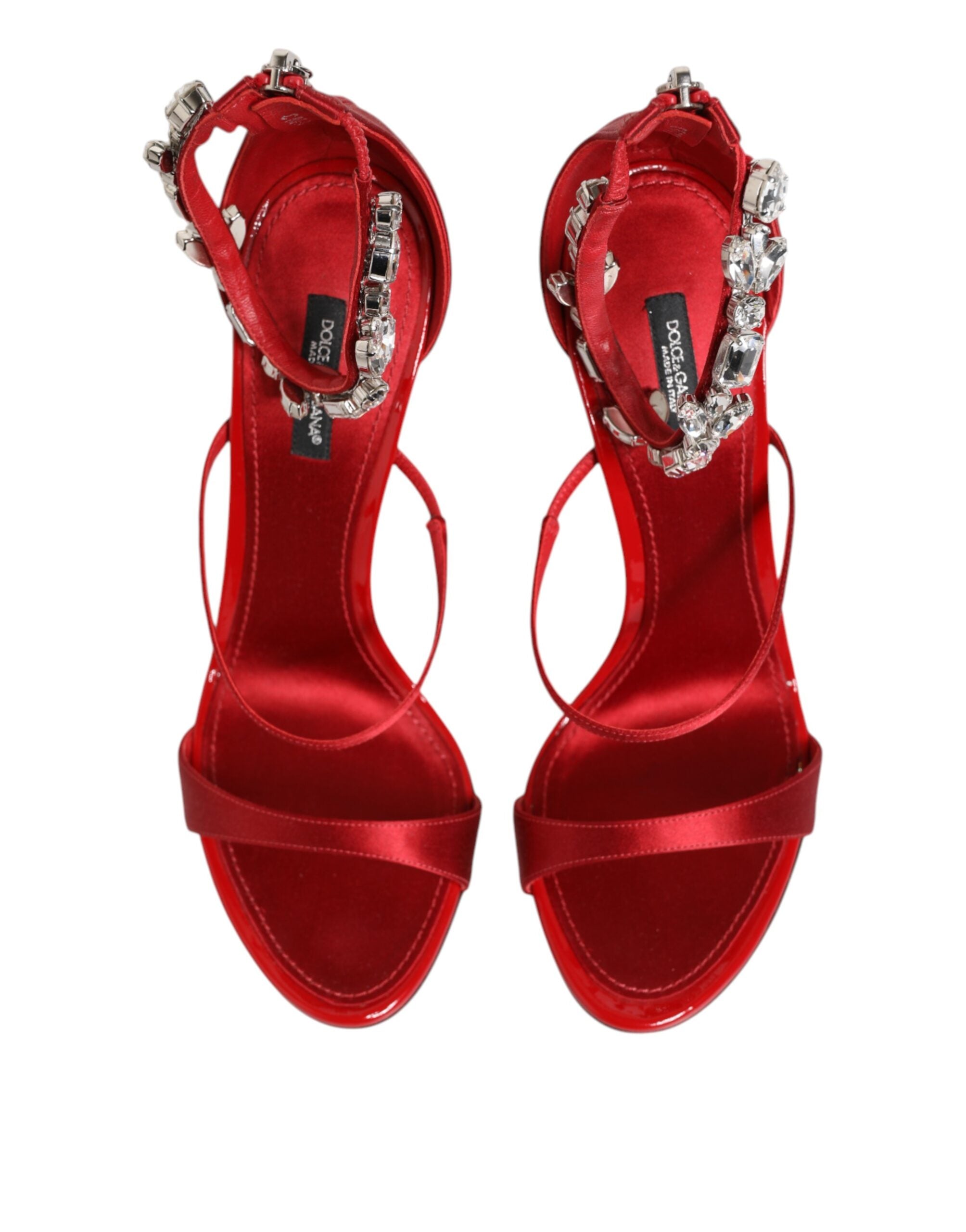 Red Satin Crystals Keira Sandals Heels Shoes