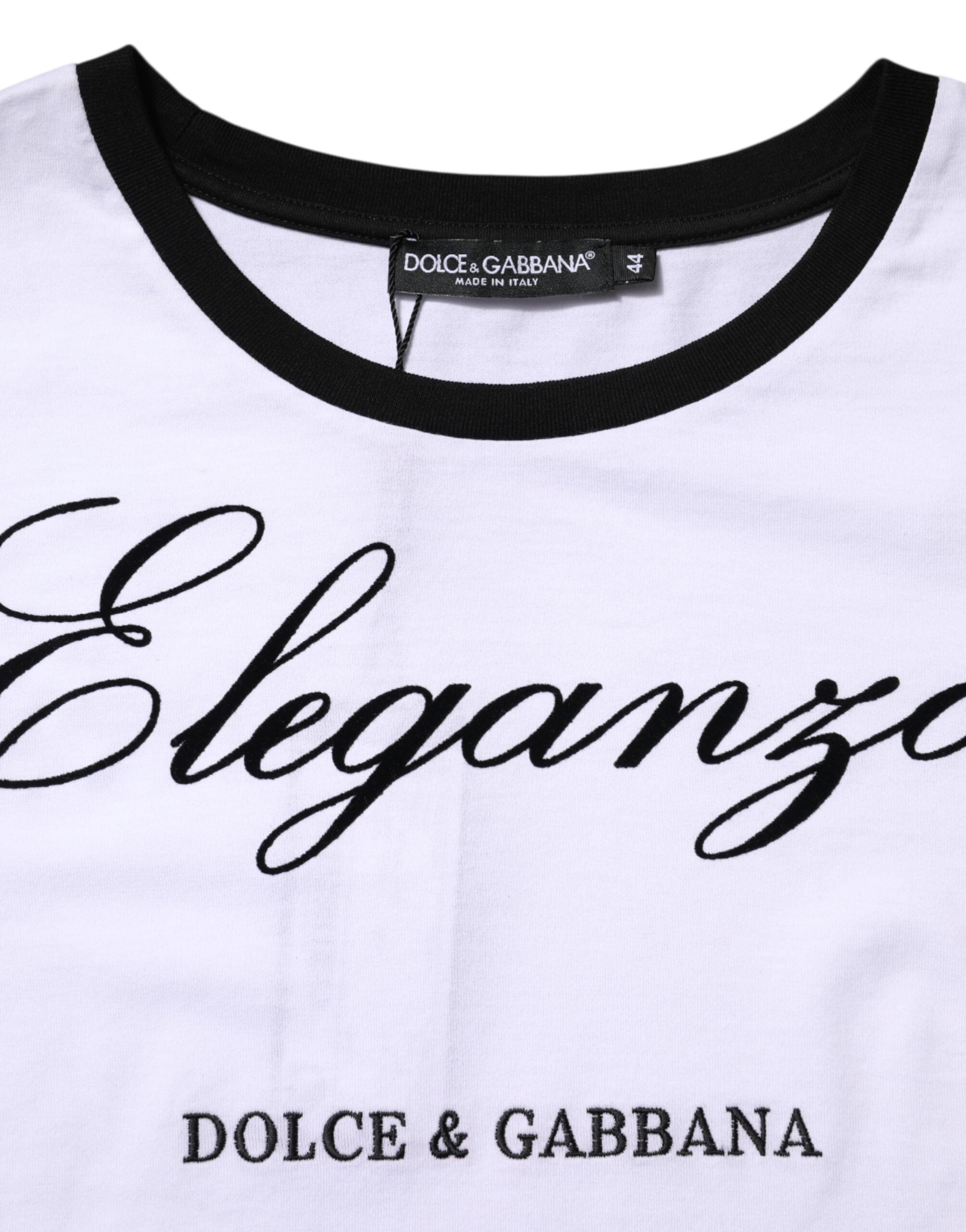White Eleganza Cotton Crew Neck Tee T-shirt