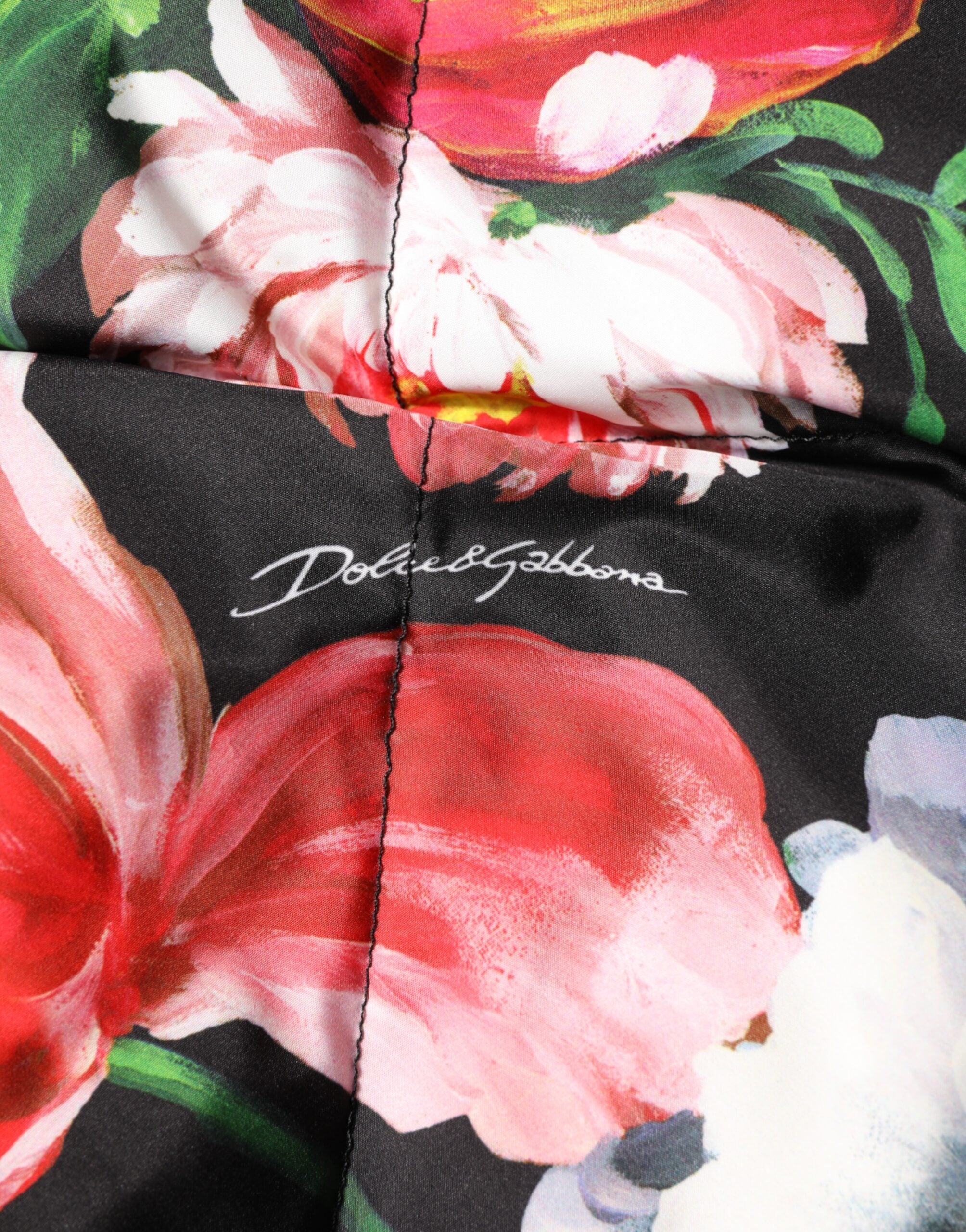 Multicolor Floral Hooded Puffer Coat Jacket