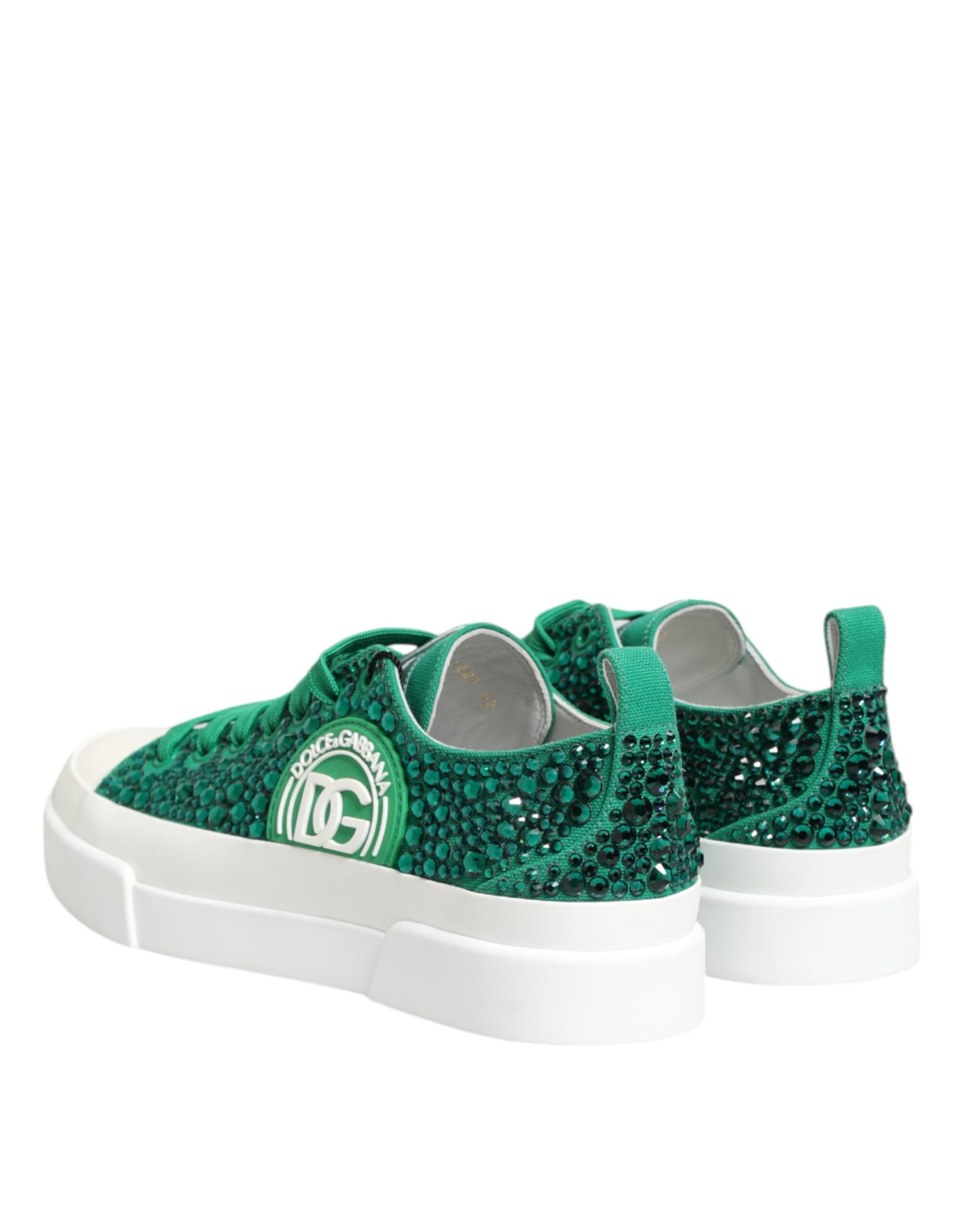 Green Portofino Crystal DG Logo Sneakers Shoes