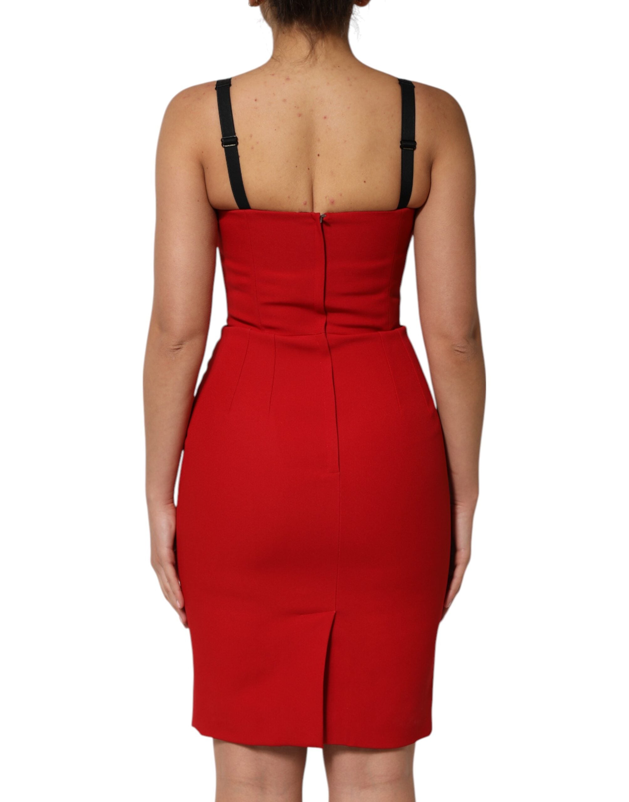 Red Stretch Bodycon Sheath Knee Length Dress