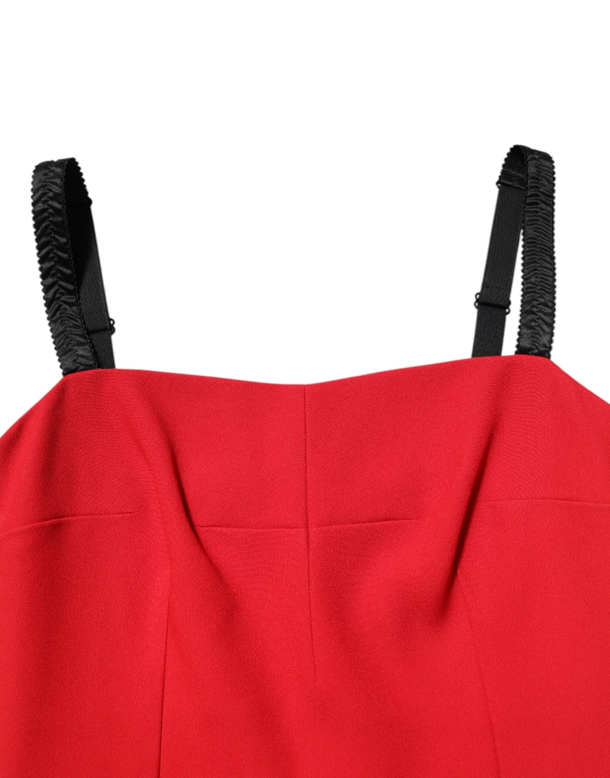 Red Stretch Bodycon Sheath Knee Length Dress