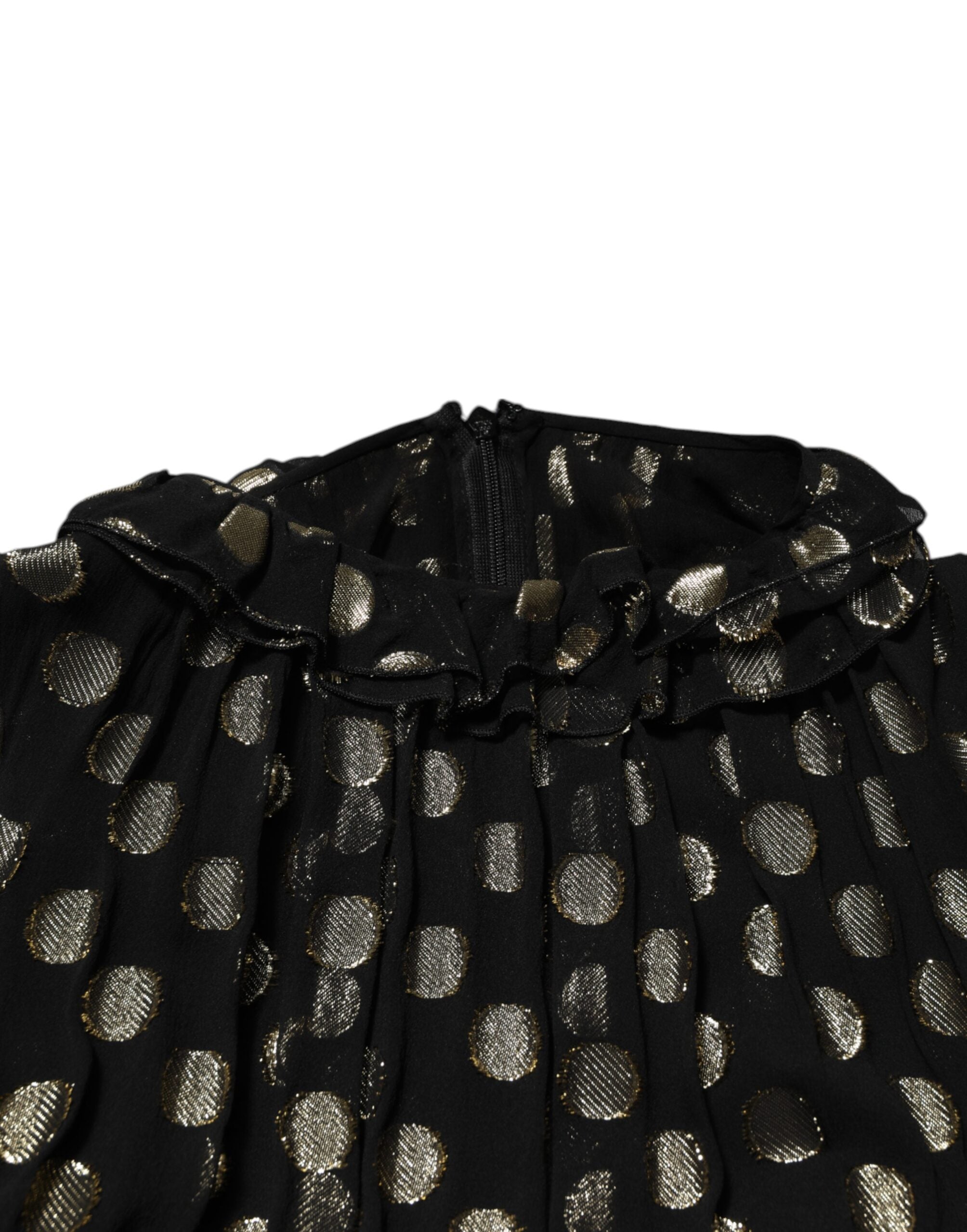 Black Gold Polka Dot Silk Brocade Mini Dress